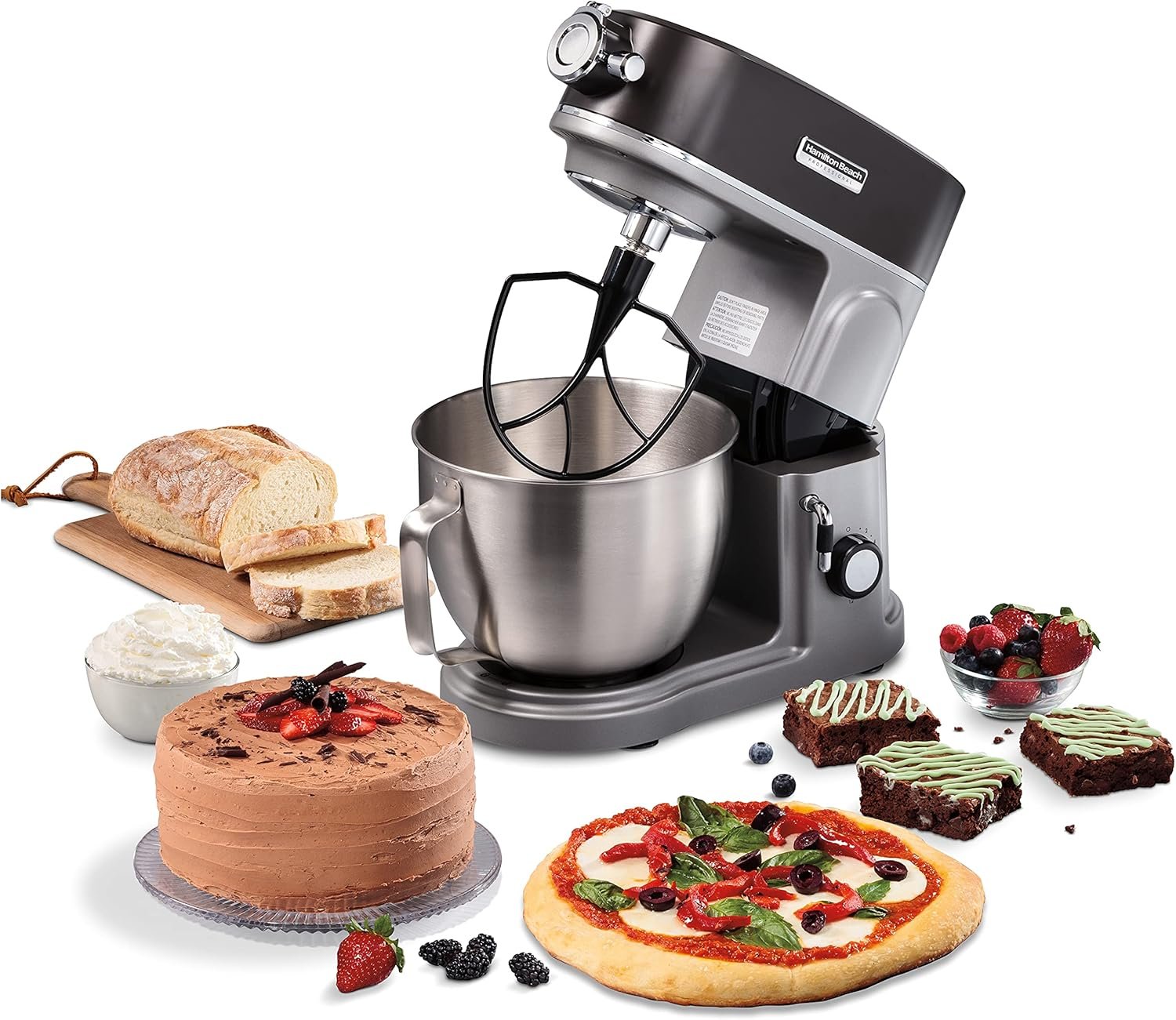 Hamilton Beach Professional All-Metal Stand Mixer with Specialty Attachment Hub, 5 Quart Bowl, 12 Speeds, Includes Flat Beater, Dough Hook, Whisk (63240) - Image 11