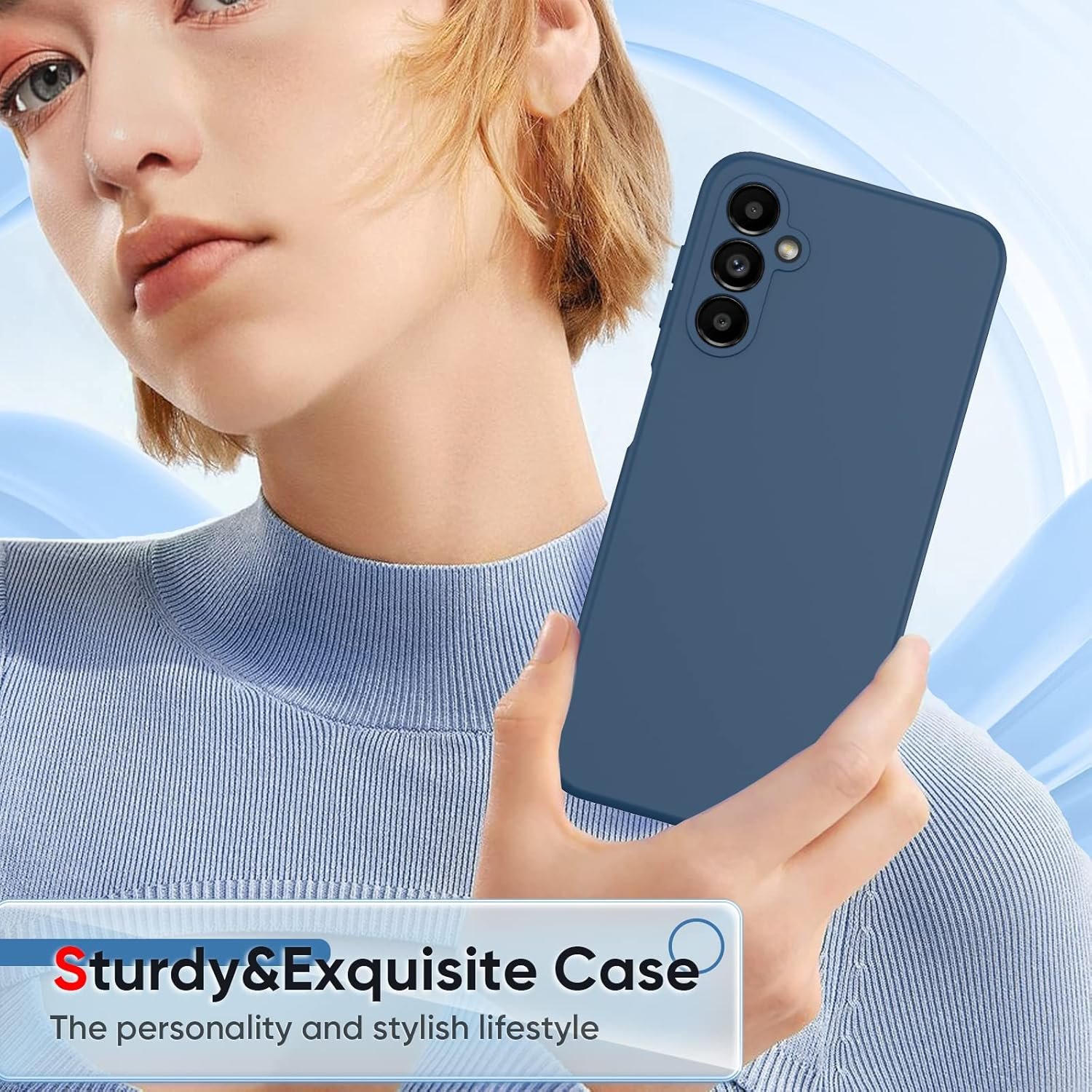 LeYi for Samsung A14 5G Case: Galaxy A14 Case with 2 Pack Tempered Glass Screen Protector for Women Men, Liquid Silicone Slim Silky-Soft Protective Phone Case Galaxy A14 5G, Blue - Image 8