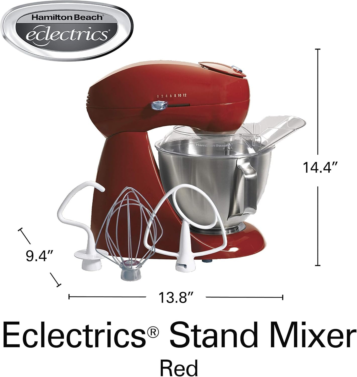 Hamilton Beach All-Metal 12-Speed Electric Stand Mixer, Tilt-Head, 4.5 Quarts, Pouring Shield, Red - Image 10