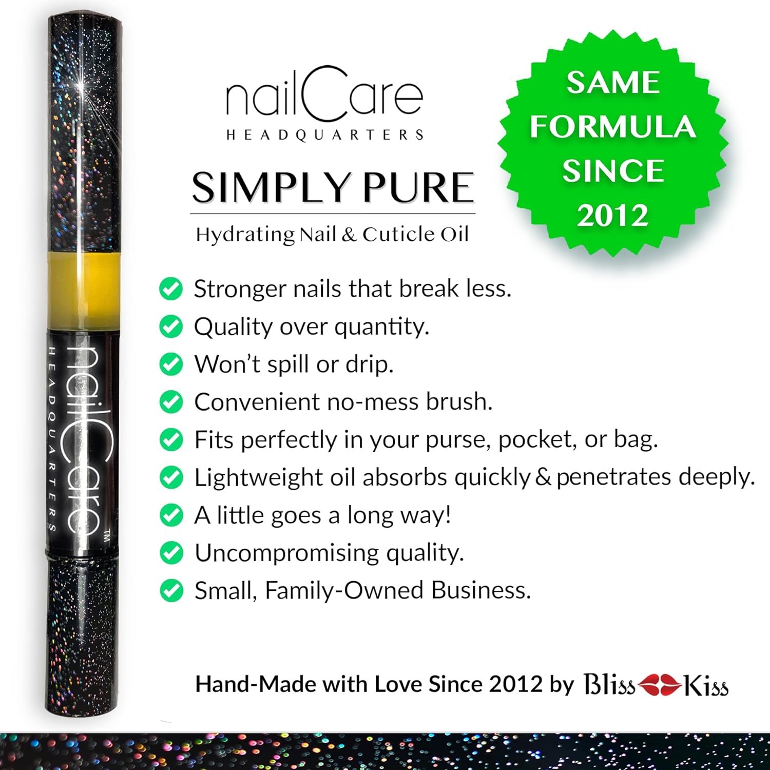 Cuticle Oil Pen for Nails - Nail Strengthener & Growth Oil and Serum for Damaged Nails, Hangnails w/Jojoba cuticle oil—Natural Fragrance - Holographic Glitter Pens 4-Pack - Image 8