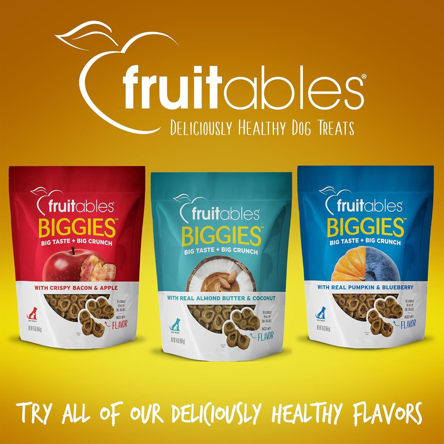 Fruitables Biggies Dog Biscuits – Crunchy Dog Biscuits Made with Pumpkin – Healthy Dog Treats Packed with Real Fruit Flavor – Free of Wheat, Corn and Soy – Peanut Butter & Banana – 16 oz - Image 10