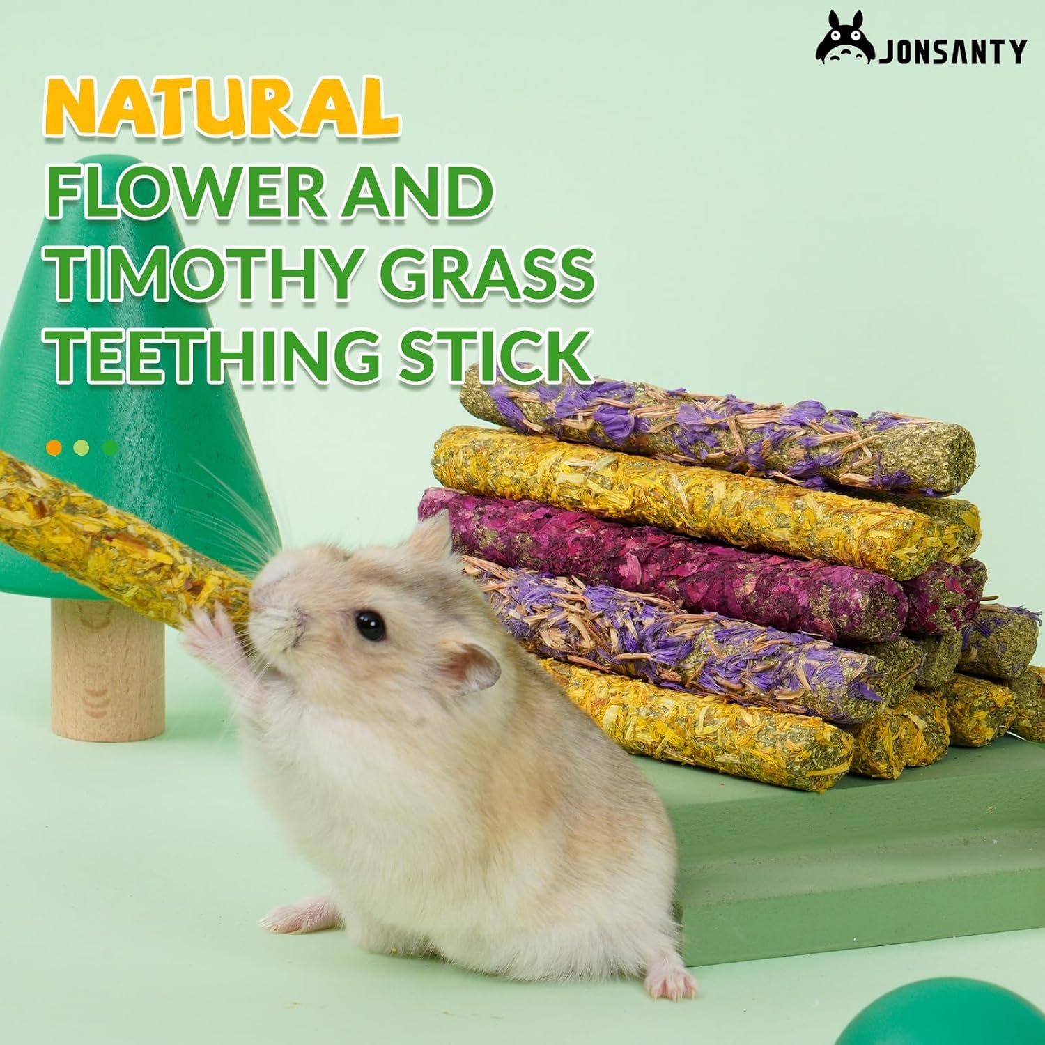 50-60 PCS Natural Rabbit Chew Toys, Rabbit Treats, Guinea Pig Chew Toys, Bunny Toys, Hamster Treats, Timothy Stick, Apple Sticks, Sweet Bamboo, for Guinea Pig, Hamster, Chinchilla, Rat, Small Animals - Image 5