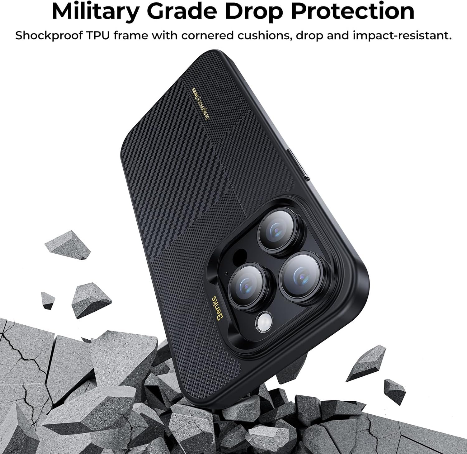 BENKS Montage Shockproof Case for iPhone 15 Pro Max 6.7'' Compatible with Magsafe, Integrated 600D and 1500D Aramid Fiber, Built with Dupont Kevlar, Minimalist Protective Cover for iPhone 15 Pro Max - Image 7