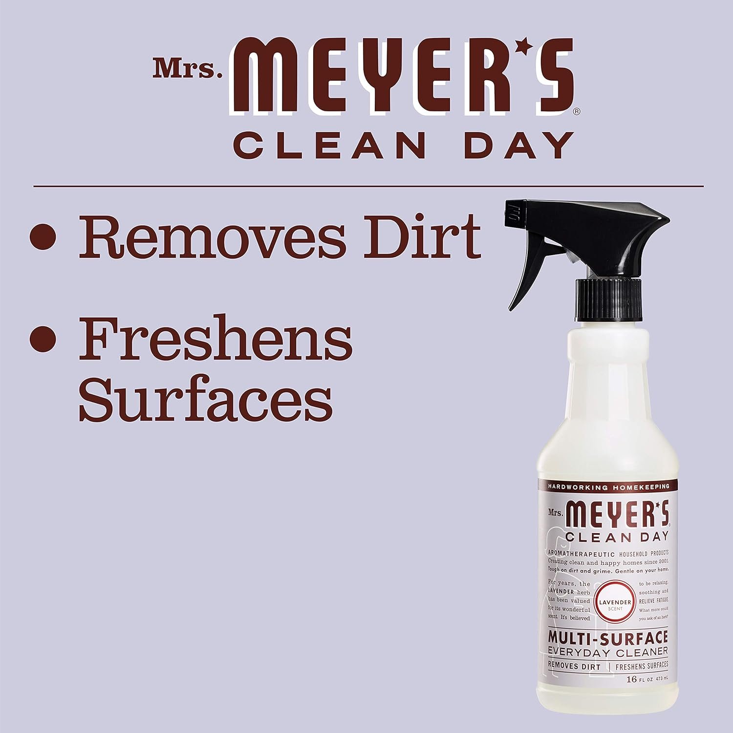 MRS. MEYER'S CLEAN DAY Multi-Surface Everyday Cleaner, Cruelty Free Formula, Lavender Scent, 16 oz- Pack of 3 - Image 6