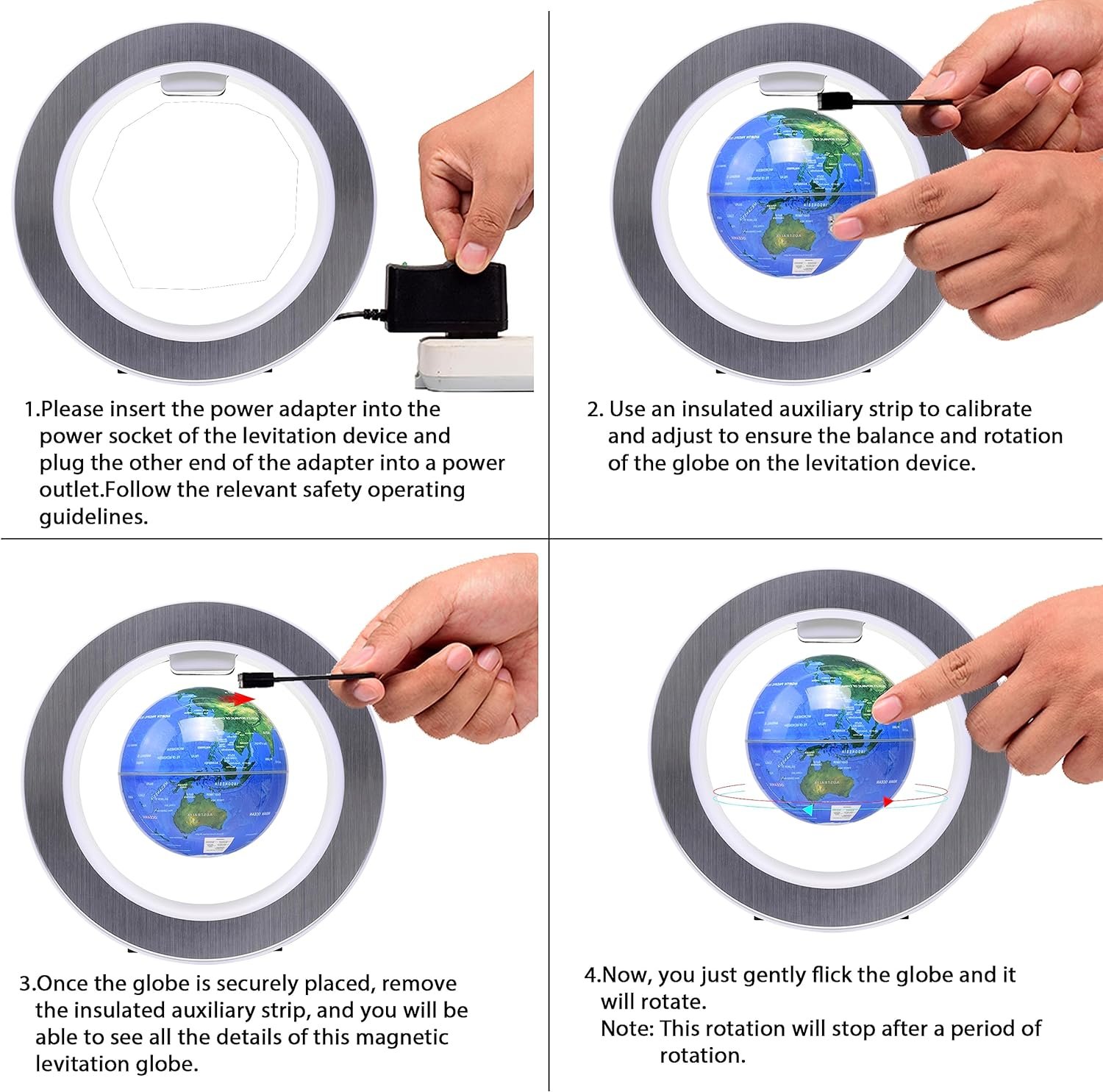 Magnetic Levitation Floating Globe with LED Light Anti Gravity Levitating World Map Office Home Desk Gadgets Decor Accessories Birthday Unique Gifts Men Kids Teacher Boss - Image 8