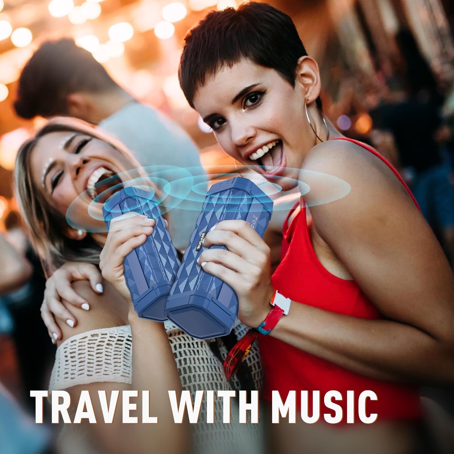 BUGANI Bluetooth Speaker Portable Wireless Speaker, 100ft Wireless Range, Louder Volume, Stereo Sound, Amazing Bass 24H Playtime, IPX5, Built-in Mic, Waterproof Speaker for Home, Outdoor, Blue - Image 3