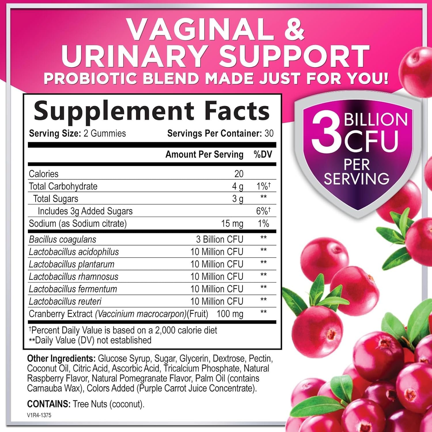Women's Probiotic - Probiotics for Women Gummy for Digestive Health, Vaginal pH, Urinary & Immune Health Support, 3 Billion CFU w/Cranberry, Probiotic & Prebiotic Gummies for Women - 60 Gummies - Image 3