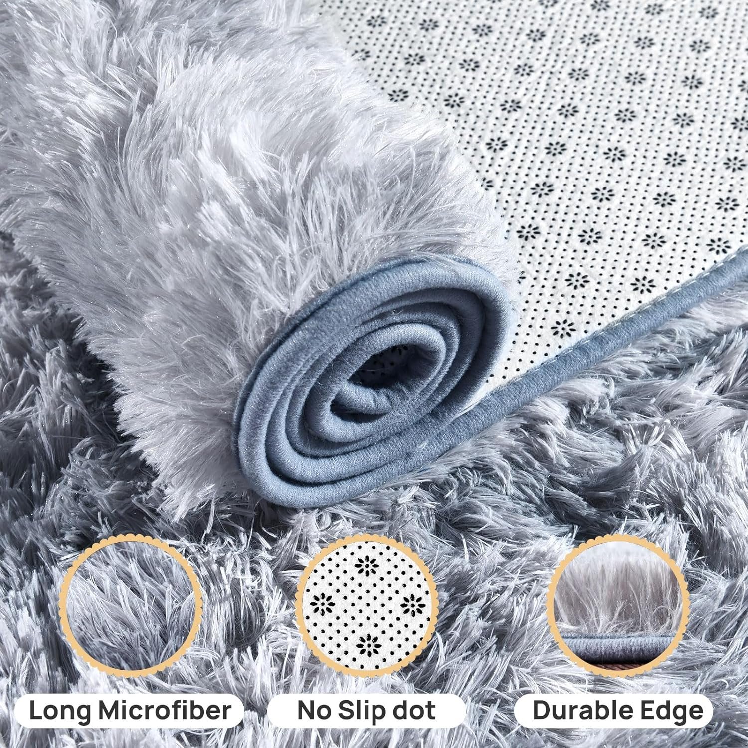 Fluffy Rug for Living Room Shaggy Soft Area Rug Plush Area Rugs for Bedroom Room Tie-Dyed Silver Grey Fuzzy Rug, Rectangle 4x6 Feet - Image 6