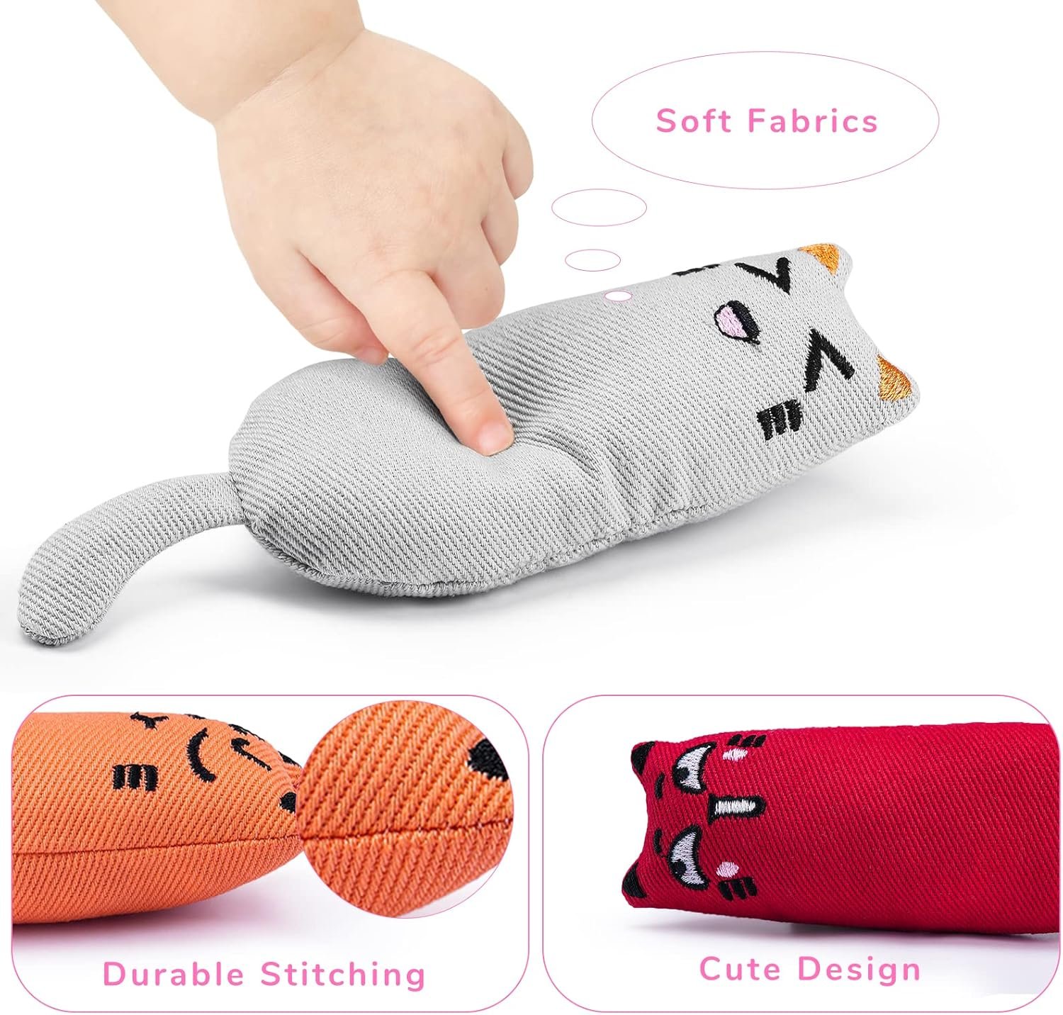 Legendog 5Pcs Bite Resistant Catnip Toy for Cats,Catnip Filled Cartoon Mice Cat Teething Chew Toy - Image 7