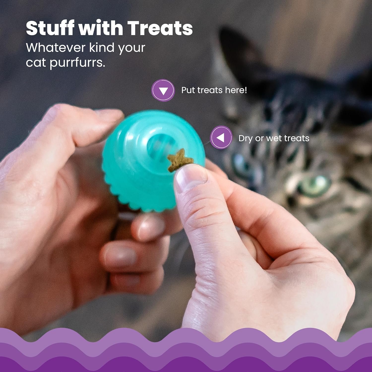 Catstages Ball Treat Stuffer Interactive Cat Toy, Green - Image 4
