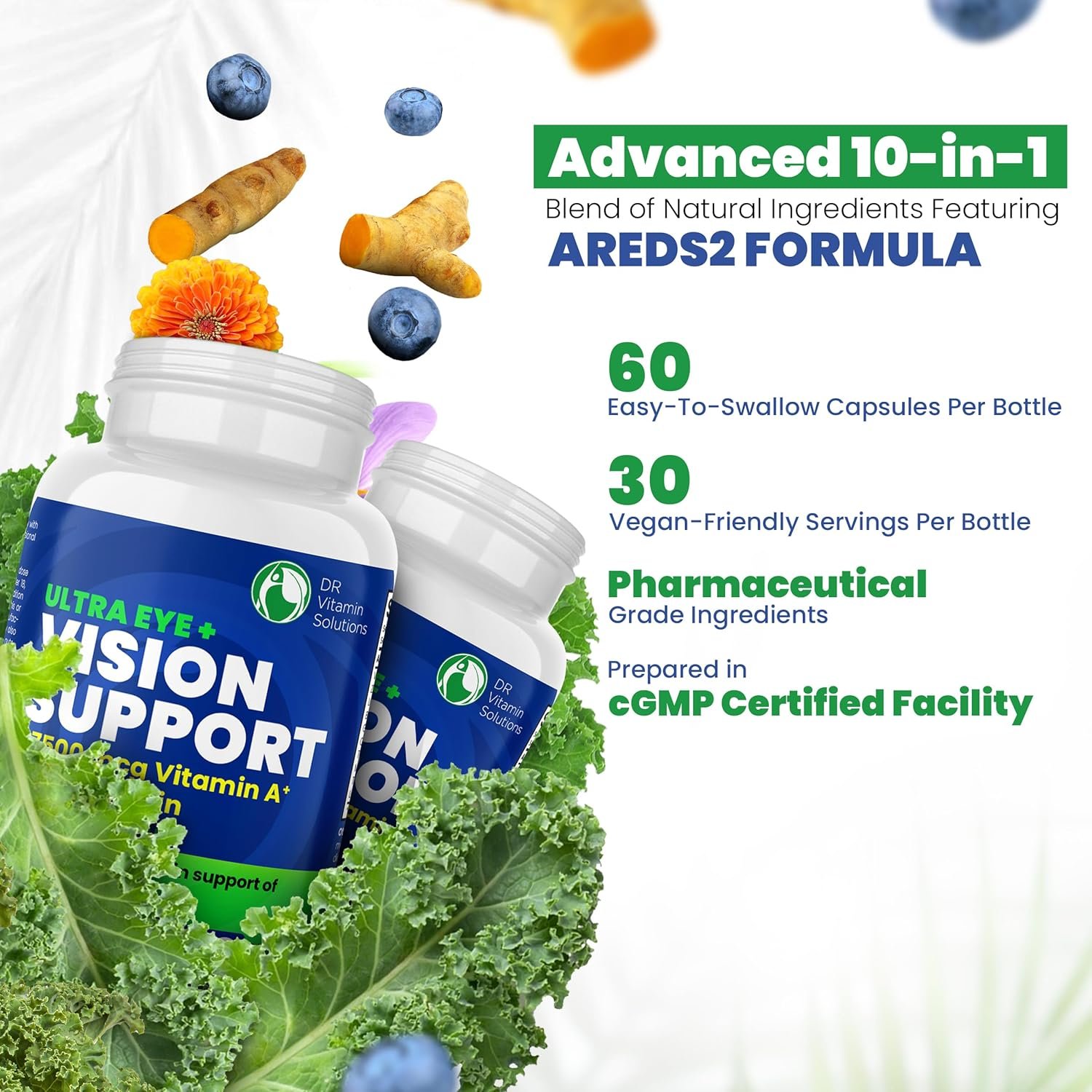 Vision Support Eye Vitamins for Macular Health |2 Pack Supplements w/Lutein, Vitamin A & Bilberry | Areds 2 Formula for Red & Dry Eyes & Macular Degeneration for Adults |120 Ct - Image 7