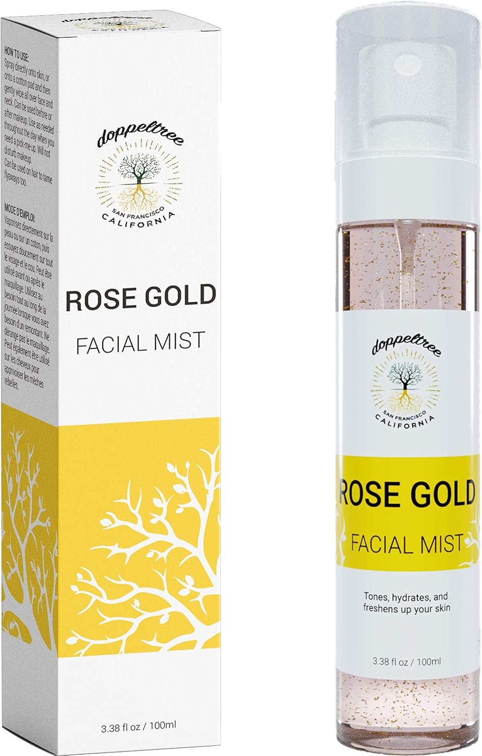 Hydrating Facial Spray Toner with Rosewater, Hyaluronic Acid, Rosehip Seed Oil and Aloe Vera - Mist for Face by Doppeltree - Formulated in San Francisco - Image 2