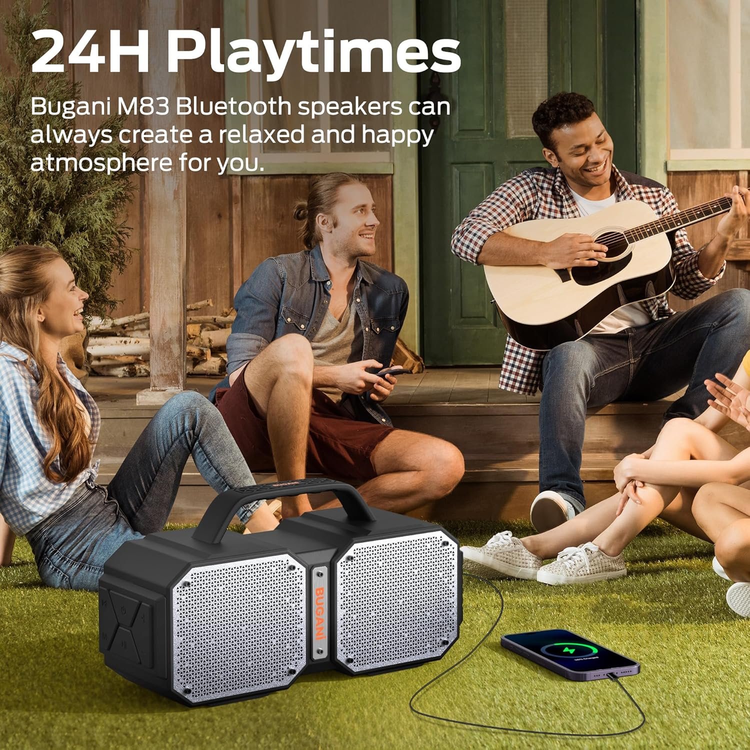 BUGANI Bluetooth Speakers, Shock Portable Bluetooth Speaker, Bluetooth 5.3, Waterproof, Wireless Speakers, 60W Super Power, Suitable for Family Gatherings and Outdoor Travel, Outdoor Speaker - Image 7
