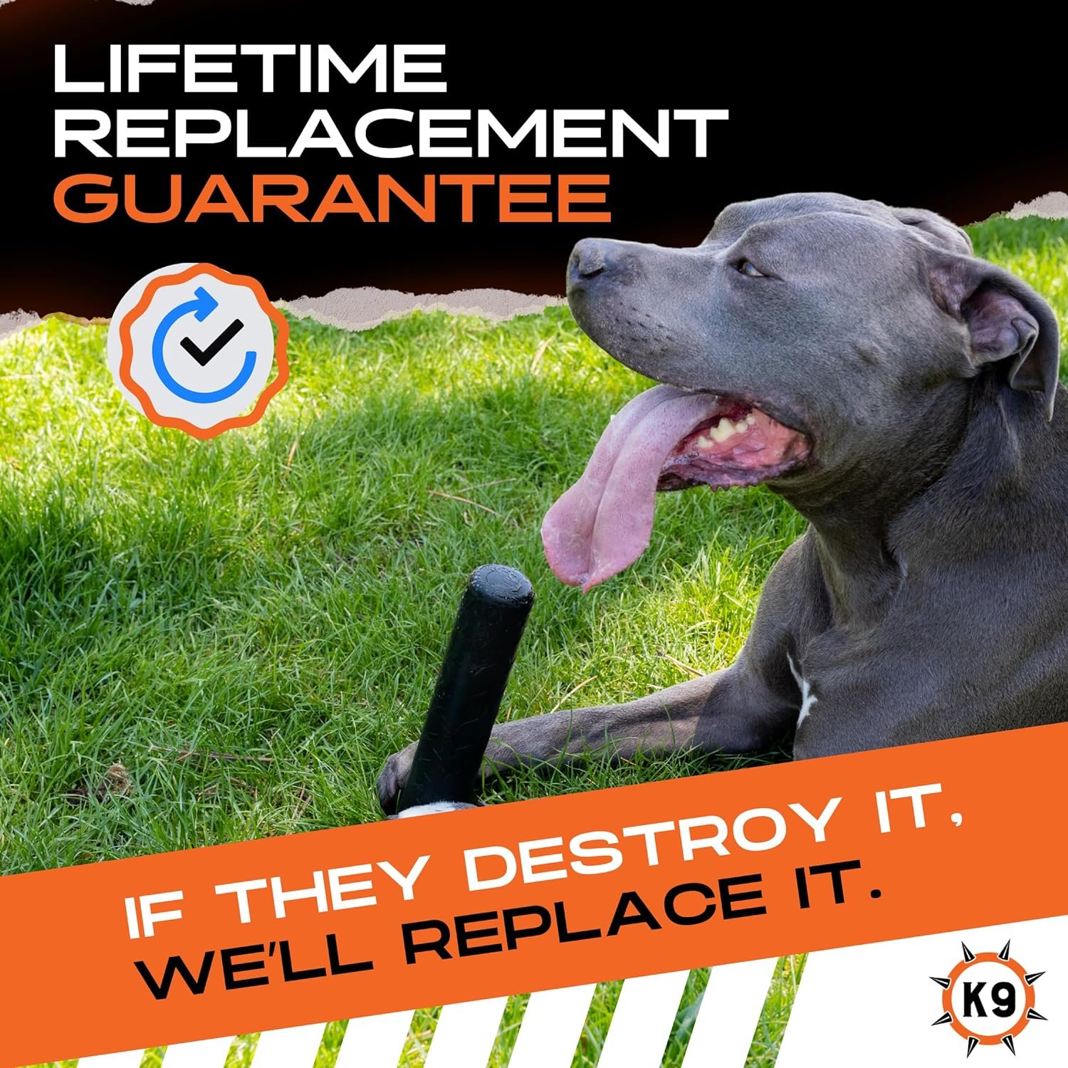 Monster K9 Indestructible Chew Stick - Lifetime Replacement - Medium & Large Breeds - Ultra Durable for Aggressive Chewers - Chew, Tug, & Fetch Dog Toy - Made in USA - 9in. x 1.75in. - Image 6