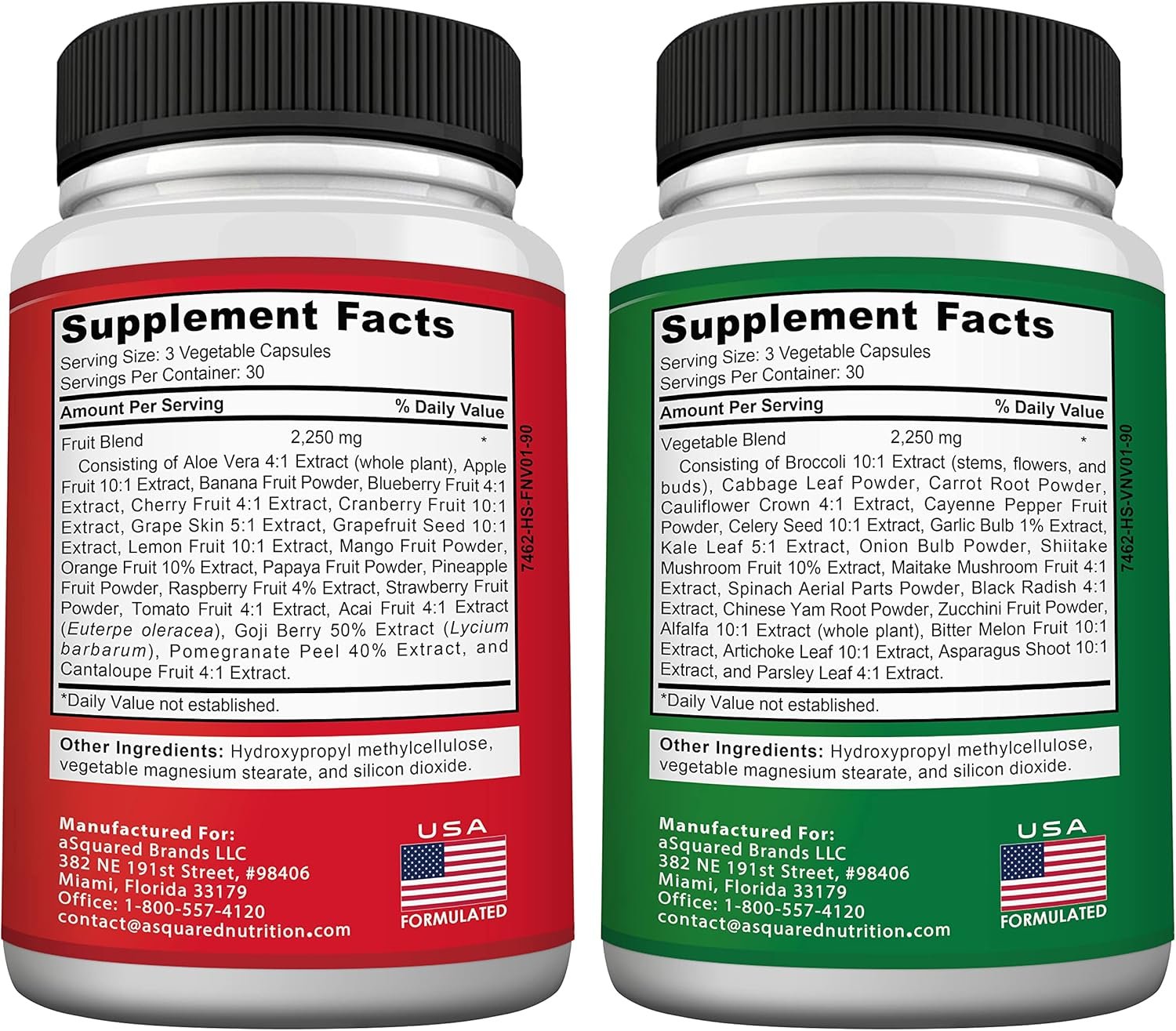 aSquared Nutrition Fruits and Veggies Supplement - 90 Veggie & 90 Fruit Capsules - Superfood Vegetable Greens Vitamins Pills - Nature's Super Food Alternative to Powder & Gummies - Image 7