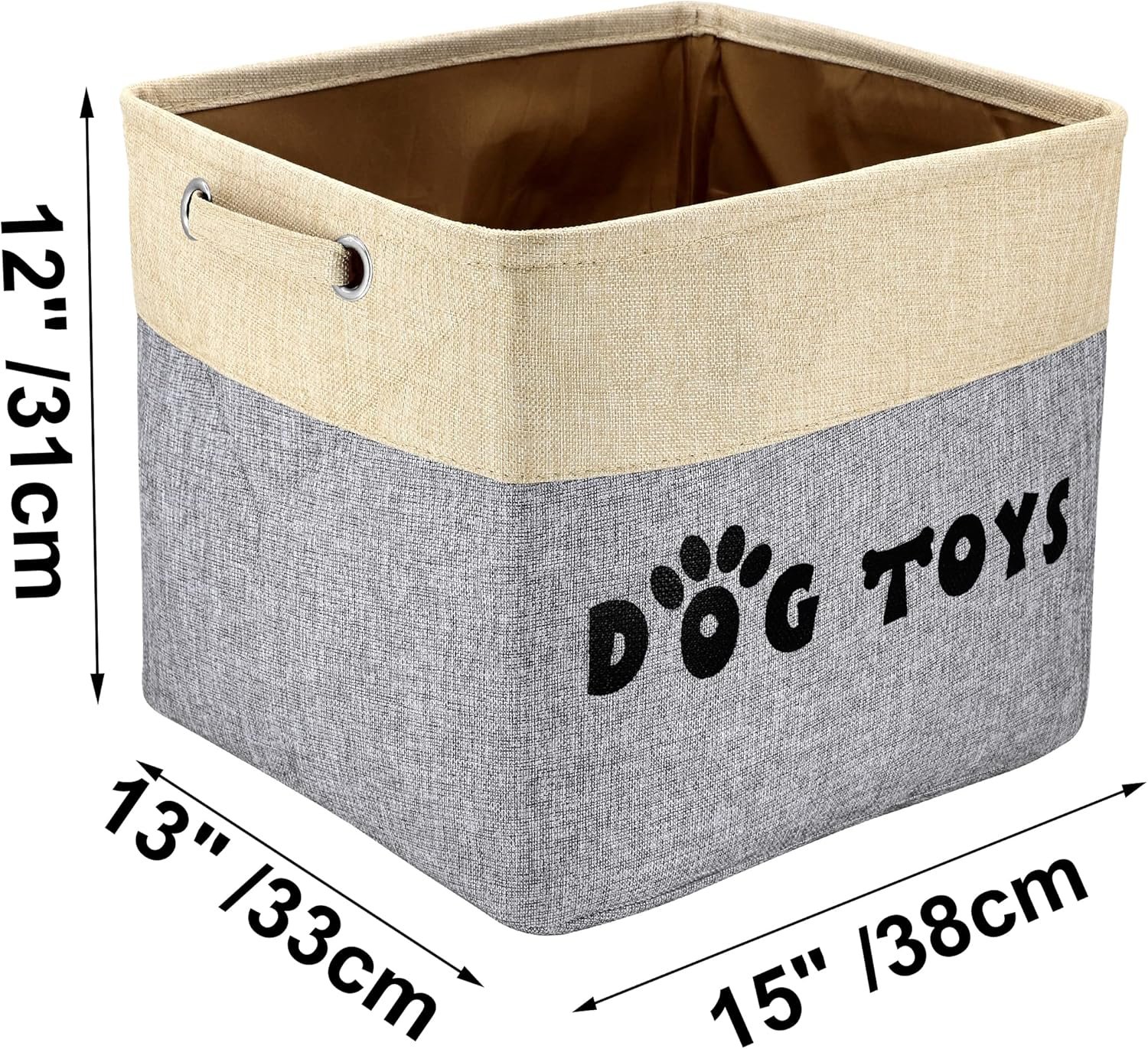 PET ARTIST Non-Customized Dog Toy Storage Basket Bin- Rectangular Large Storage Box Chest Organizer for Dog Toys,Dog Coats,Dog Clothing,Dog Apparel & Accessories,Gray - Image 5