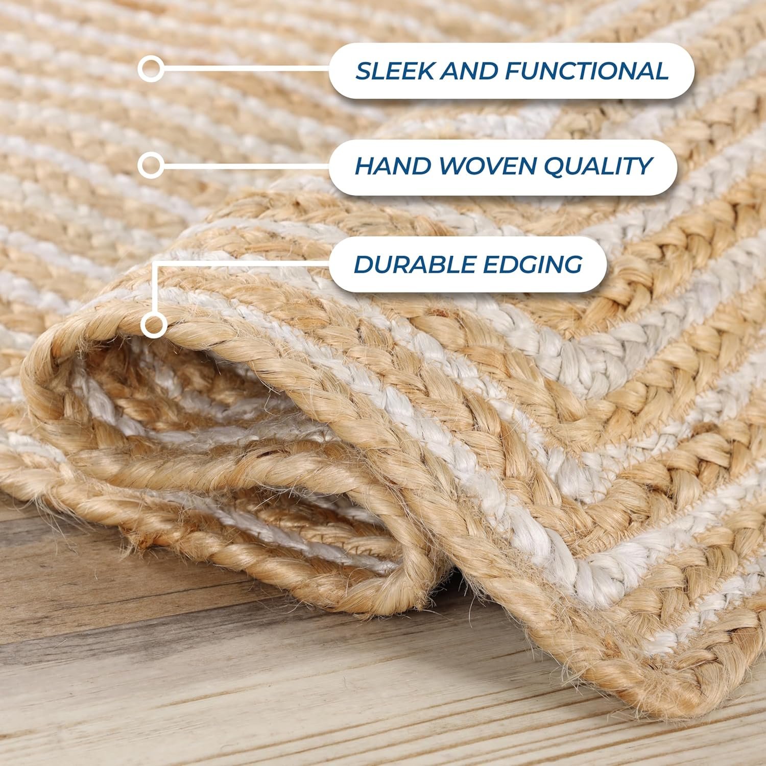 Superior Braided Jute Handwoven Indoor Area Rug, Jute Floor Decor for Living Room, Dining Room, Bedroom, Office, Dorm, Kitchen, Entry, Hand-Woven Modern Farmhouse Rugs, 2' x 3', Natural Tan - Image 9