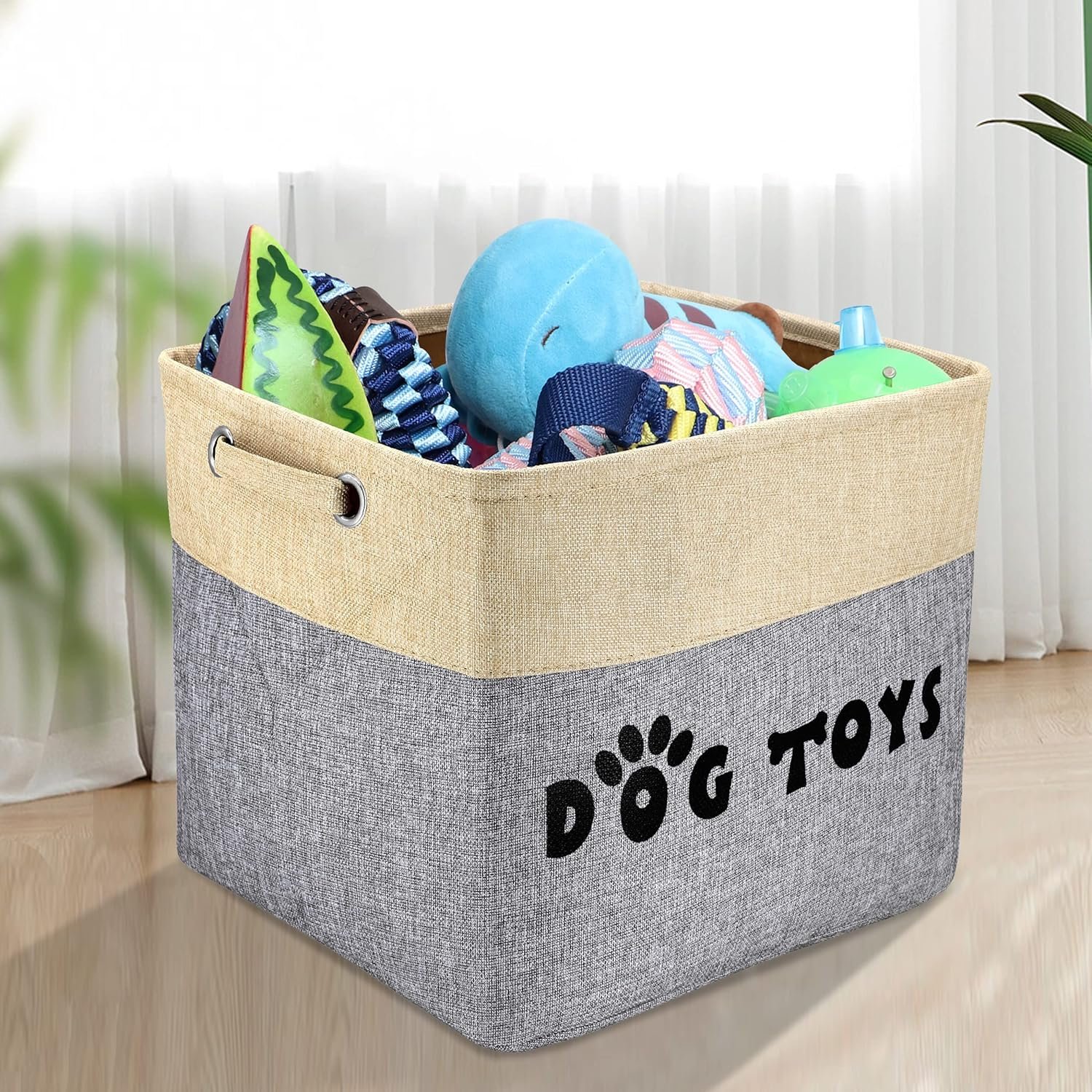 PET ARTIST Non-Customized Dog Toy Storage Basket Bin- Rectangular Large Storage Box Chest Organizer for Dog Toys,Dog Coats,Dog Clothing,Dog Apparel & Accessories,Gray - Image 7