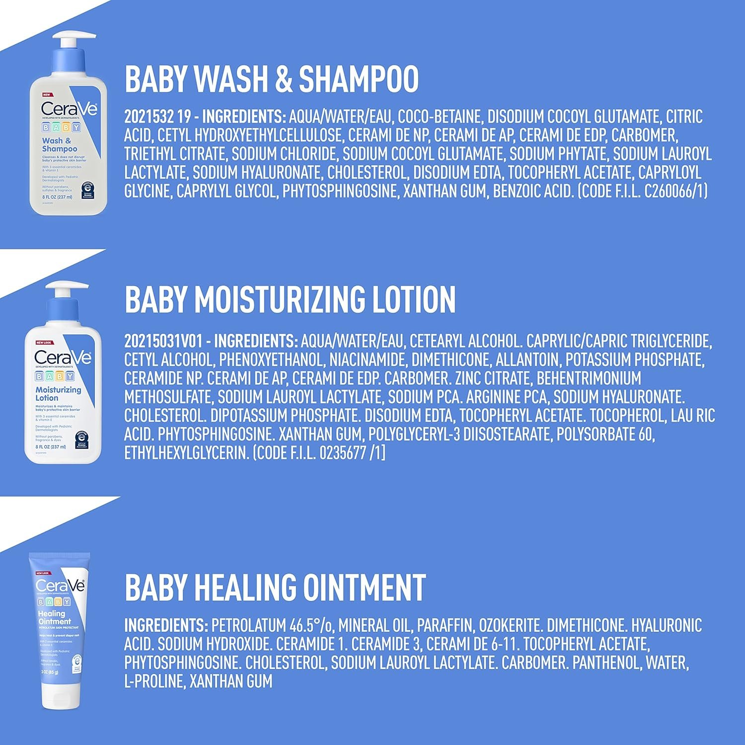 CeraVe Baby Bath Set, 8oz Baby Wash & Shampoo + 8oz Baby Moisturizing Lotion + 3oz Baby Healing Ointment, Fragrance, Parabens, Phthalates, & Tear Free Baby Bath Essentials, Baby Skin Care Gift Set - Image 8