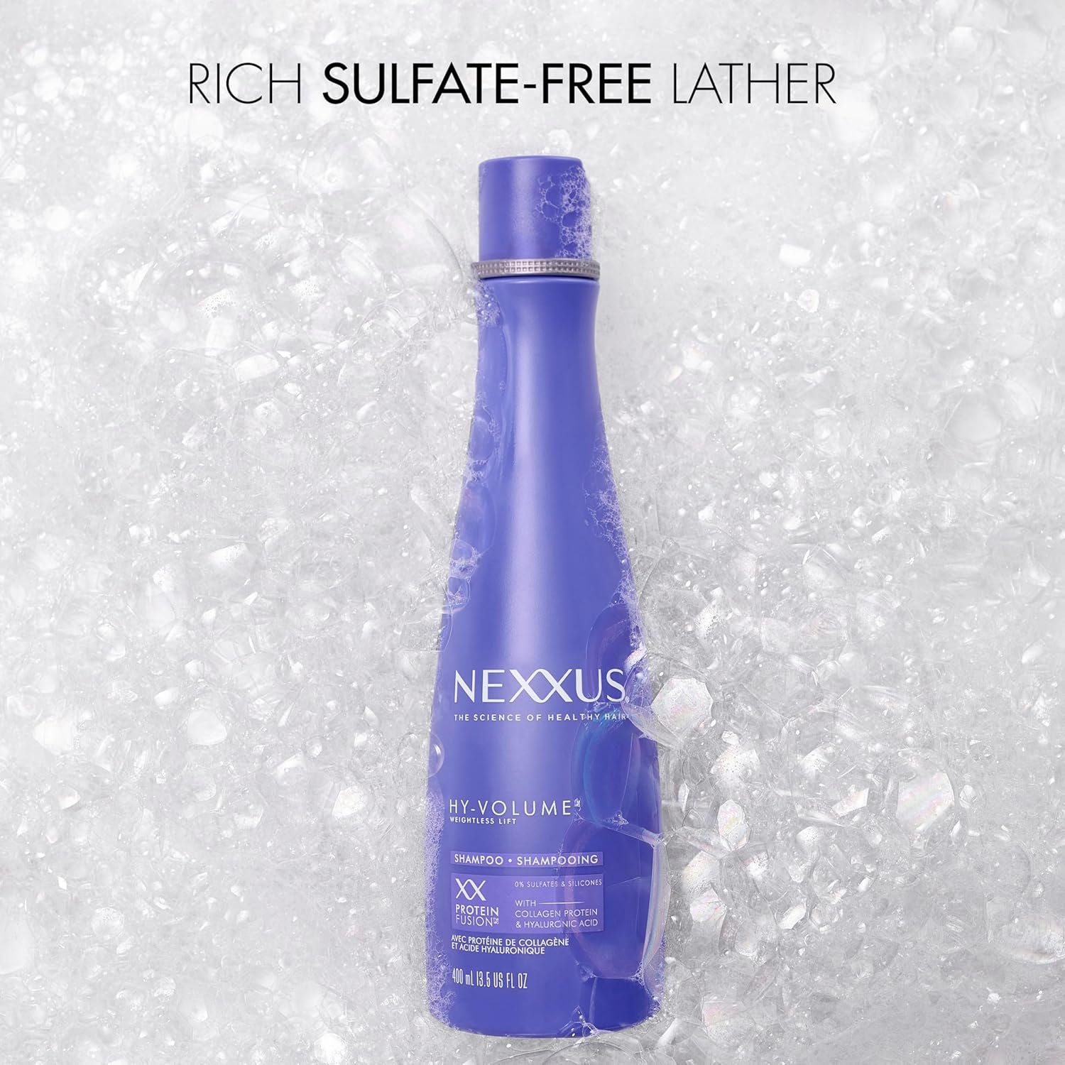 Nexxus HY-VOLUME Weightless Lift Shampoo PROTEIN FUSION with Collagen Protein & Hyaluronic Acid For Flat & Limp Hair for 48 Hours of Volume 13.5 Fl Oz - Image 4