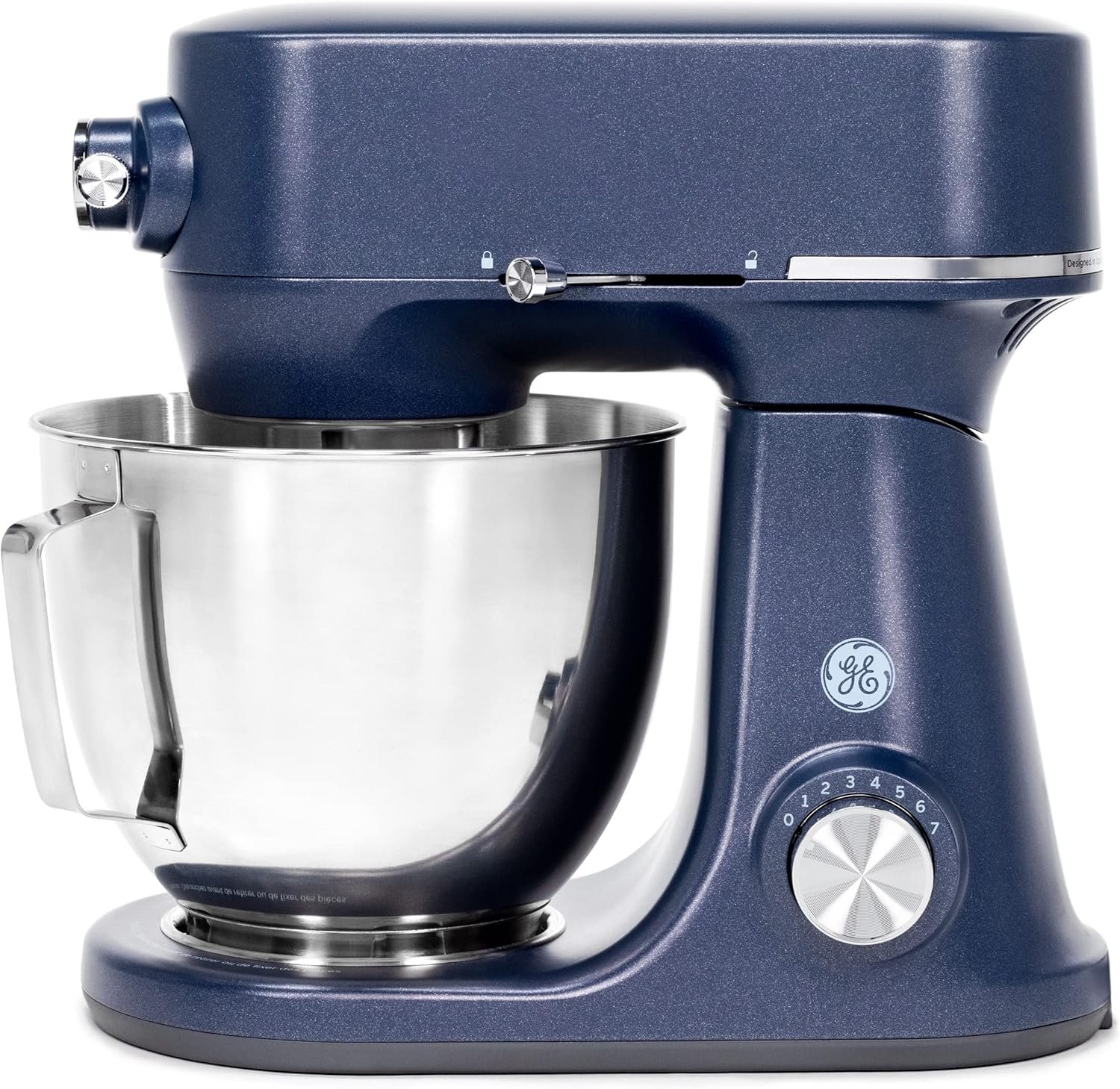 GE Tilt-Head Electric Stand Mixer | 7-Speed, 350-Watt Motor | Includes 5.3-Quart Bowl, Flat Beater, Dough Hook, Wire Whisk & Pouring Shield | Countertop Kitchen Essentials | Sapphire Blue - Image 12