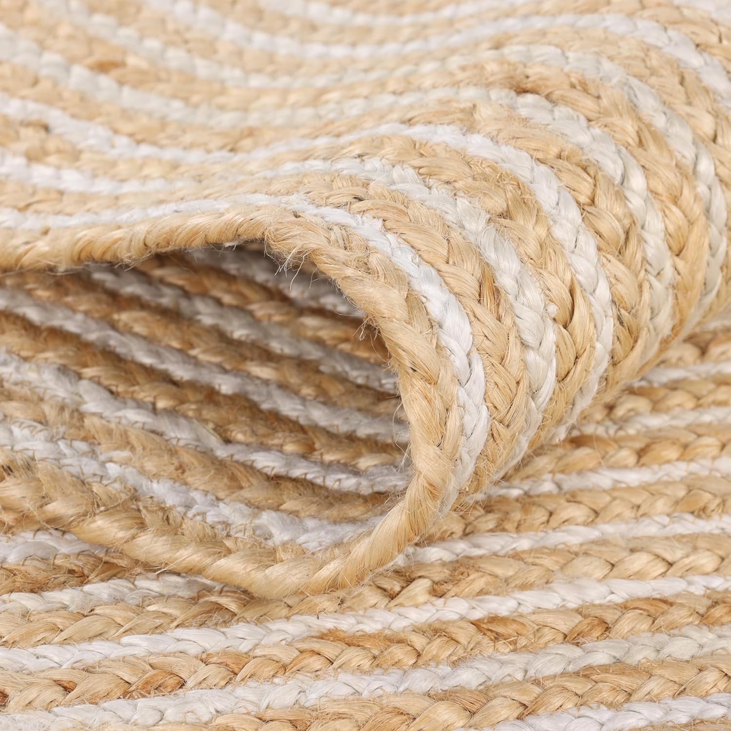 Superior Braided Jute Handwoven Indoor Area Rug, Jute Floor Decor for Living Room, Dining Room, Bedroom, Office, Dorm, Kitchen, Entry, Hand-Woven Modern Farmhouse Rugs, 2' x 3', Natural Tan - Image 6