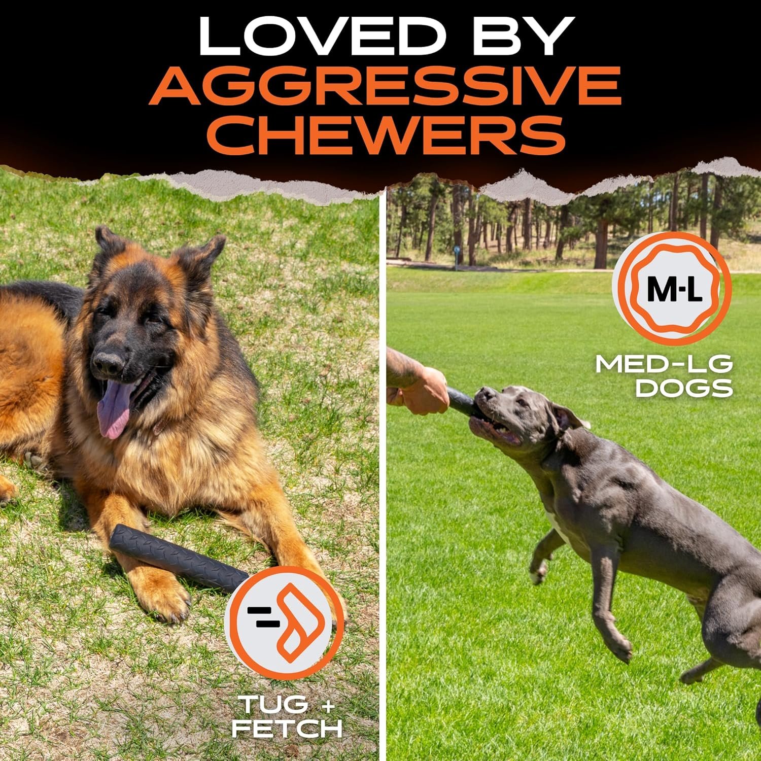 Monster K9 Indestructible Chew Stick - Lifetime Replacement - Medium & Large Breeds - Ultra Durable for Aggressive Chewers - Chew, Tug, & Fetch Dog Toy - Made in USA - 9in. x 1.75in. - Image 7
