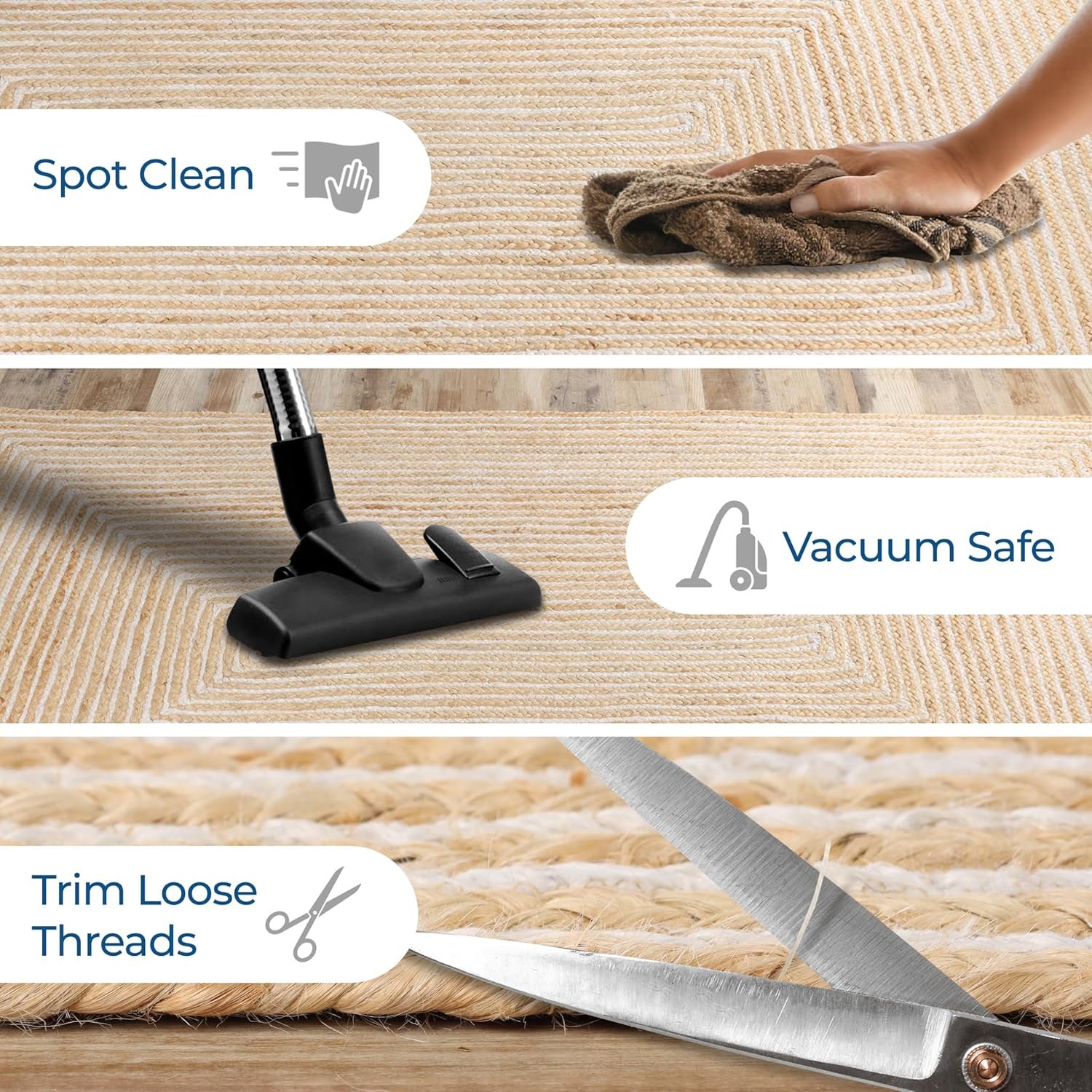 Superior Braided Jute Handwoven Indoor Area Rug, Jute Floor Decor for Living Room, Dining Room, Bedroom, Office, Dorm, Kitchen, Entry, Hand-Woven Modern Farmhouse Rugs, 2' x 3', Natural Tan - Image 10