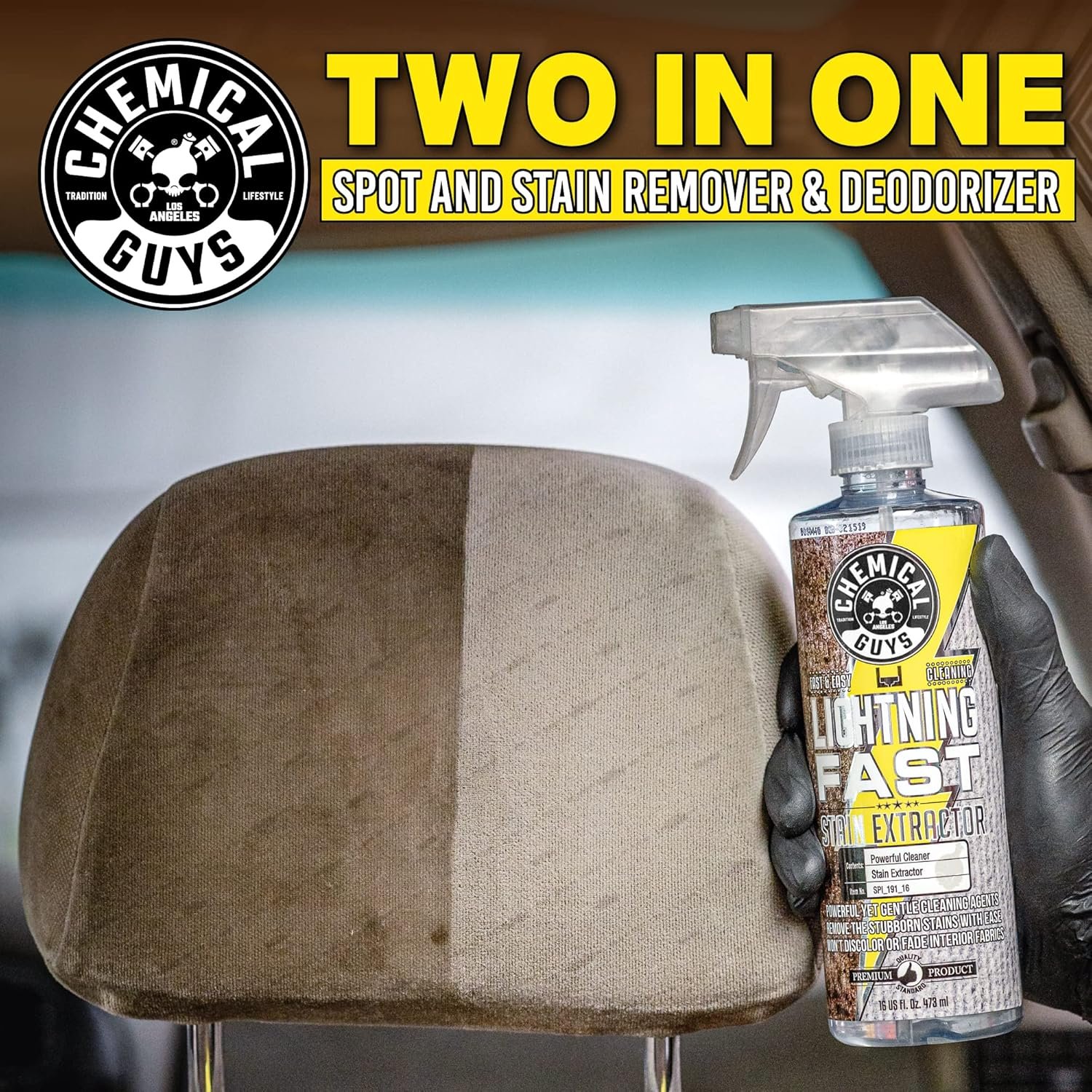 Chemical Guys SPI_191_16 Lightning Fast Carpet and Upholstery Stain Extractor, (Fabric, Upholstery, & Carpet), Safe for Cars, Home, Office, Furniture & More, 16 fl oz, Fresh Scent - Image 7