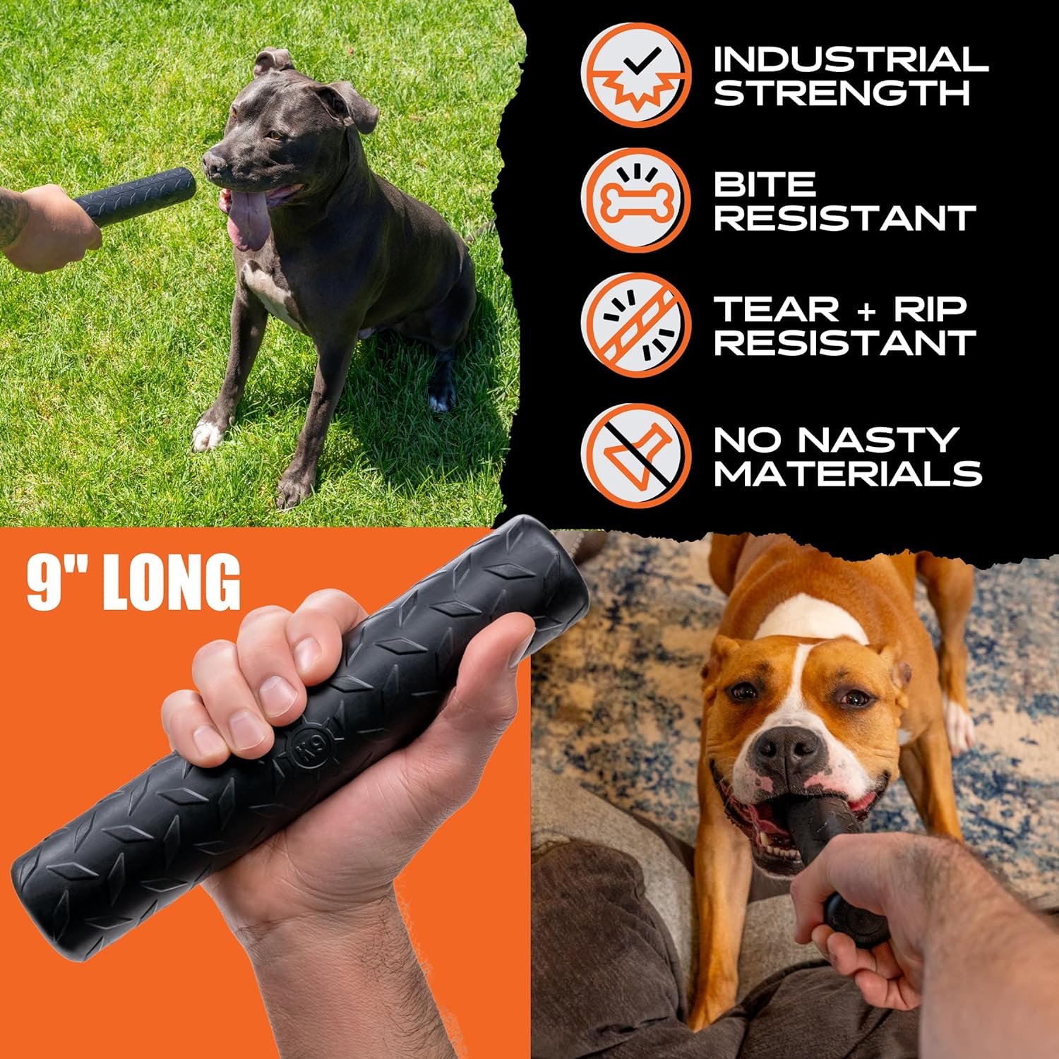 Monster K9 Indestructible Chew Stick - Lifetime Replacement - Medium & Large Breeds - Ultra Durable for Aggressive Chewers - Chew, Tug, & Fetch Dog Toy - Made in USA - 9in. x 1.75in. - Image 5