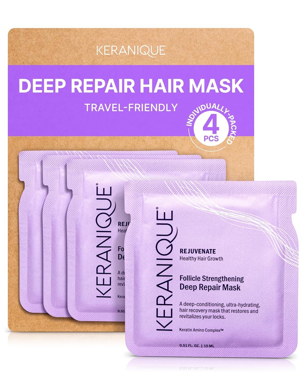 Keranique Hair Mask - Deep Repair and Intense Hydration for Damaged, Dry, Fine Hair with Keratin Protein - Image 2