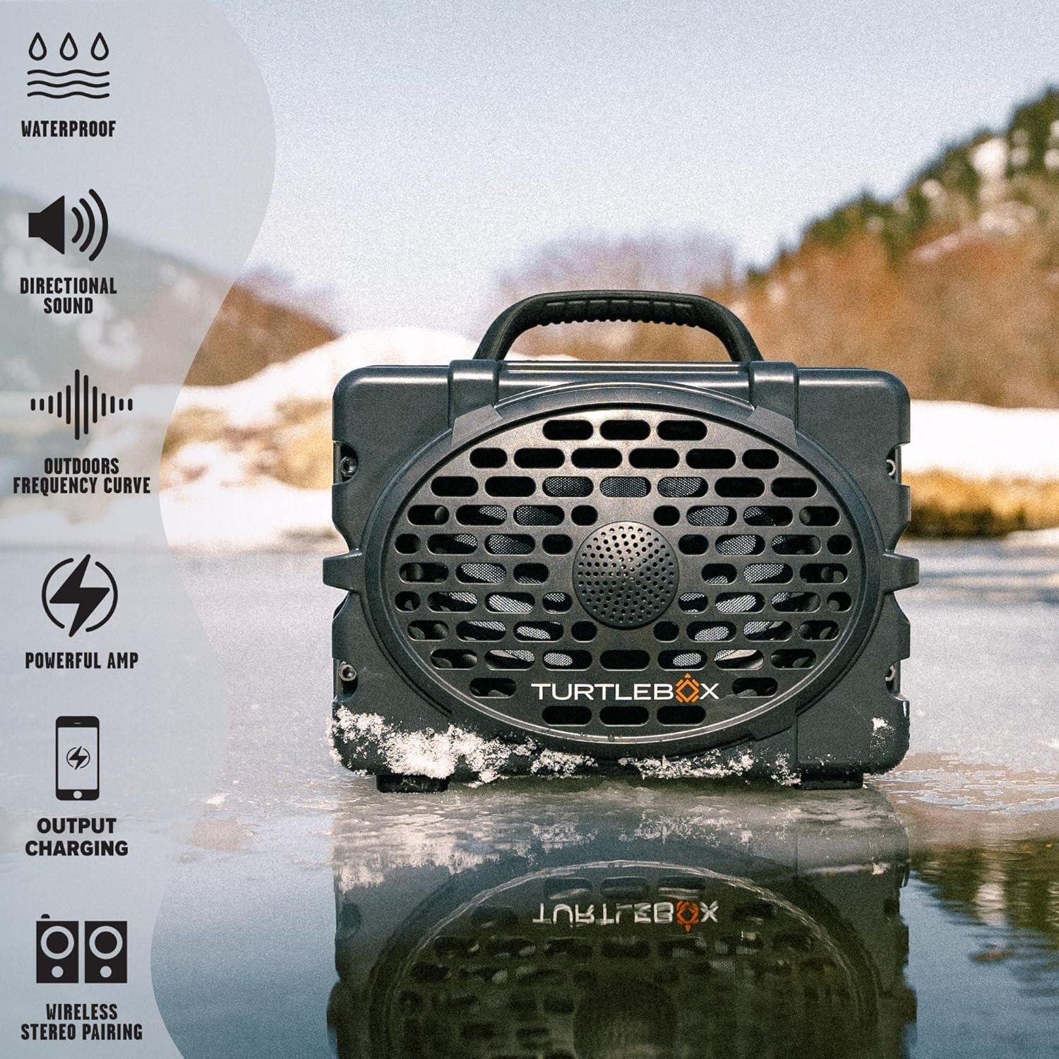 Turtlebox Gen 2: Loud! Outdoor Portable Bluetooth 5.0 Speaker | Rugged, IP67, Waterproof, Impact Resistant & Dustproof (Plays to 120db, Pair 2X for True L-R Stereo), Thunderhead Gray/Camo - Image 3