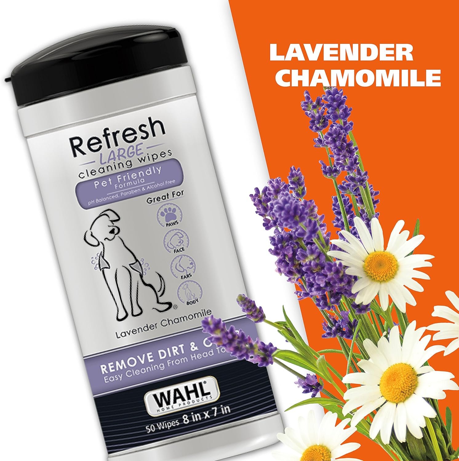 Wahl USA Pet Refresh Lavender Cleaning Wipes for All Dog Breeds - Use on Ears, Nose, Paws, Bottom, & Sensitive Areas - 50 Wipes - 820018A - Image 6