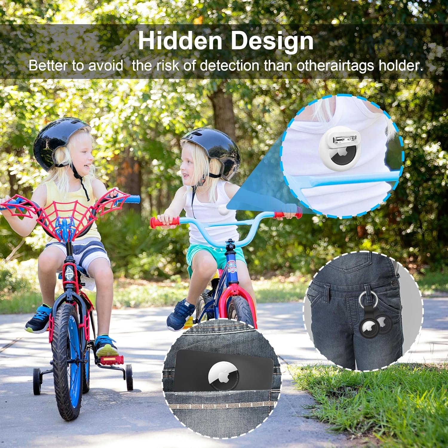 Apple Airtag Holder for Kids discreet, Apple Air Tag-4 Pack Silicone with Safety Pins, GPS Tracker Case for Toddlers/Children/Elderly, Waterproof Airtag for Kids Hidden Inside Clothes/Backpack/Luggage - Image 3