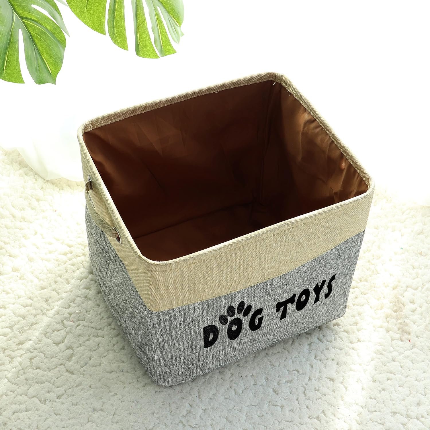 PET ARTIST Non-Customized Dog Toy Storage Basket Bin- Rectangular Large Storage Box Chest Organizer for Dog Toys,Dog Coats,Dog Clothing,Dog Apparel & Accessories,Gray - Image 3