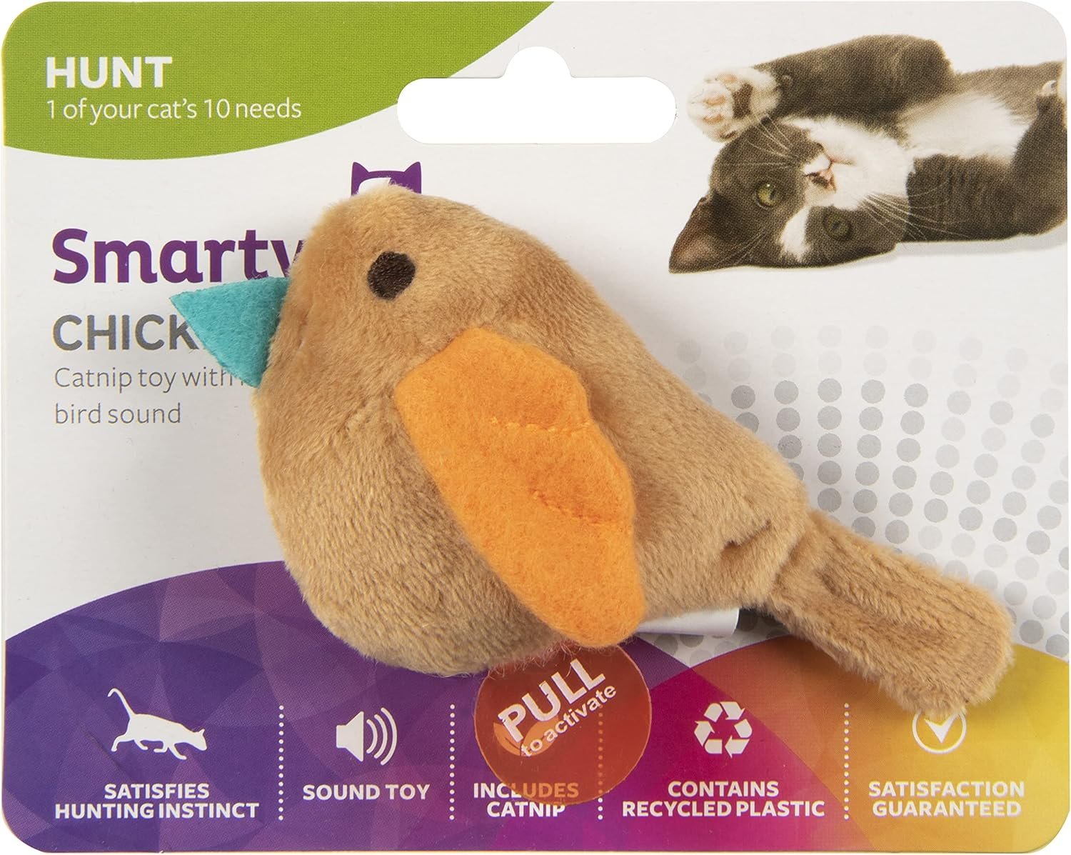 SmartyKat Chickadee Chirp Electronic Sound Cat Toy, Contains Catnip, Battery Powered - Light Brown, One Size - Image 7