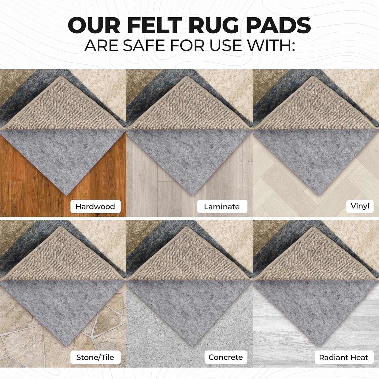 Superior Indoor Area Rug Pad, Non-Slip, Non-Skid, Floor Protector, Hardwood and Tile Floor Padding, Furniture Protector Pad, Carpet Gripper Mat, Felt and Rubber Rug Grip, Lima Collection, 2' 7" x 10' - Image 3