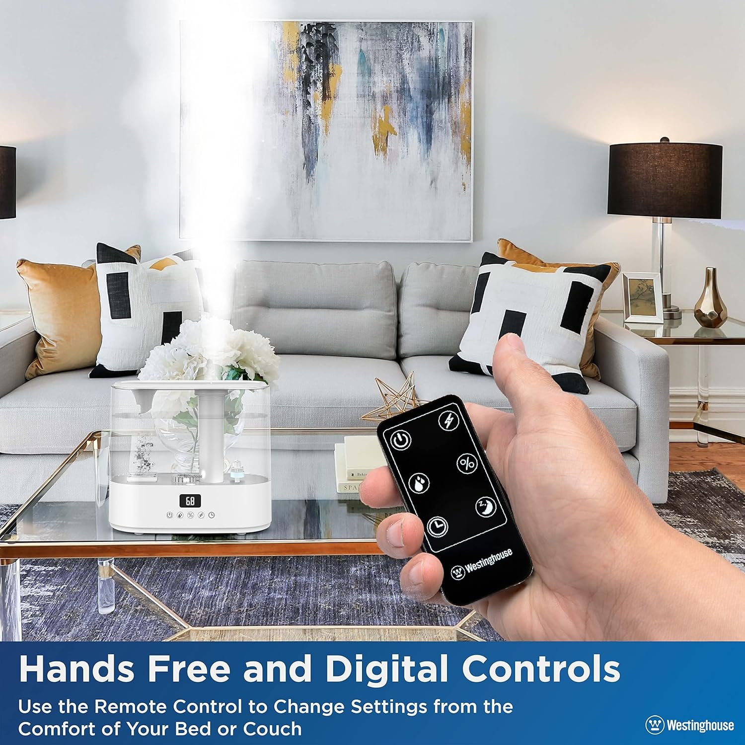 Westinghouse Humidifier and Air Purifier all in one combo with Smart Humidity Sensor Control for Bedrooms with Essential Oil Diffuser and Remote, White - Image 7