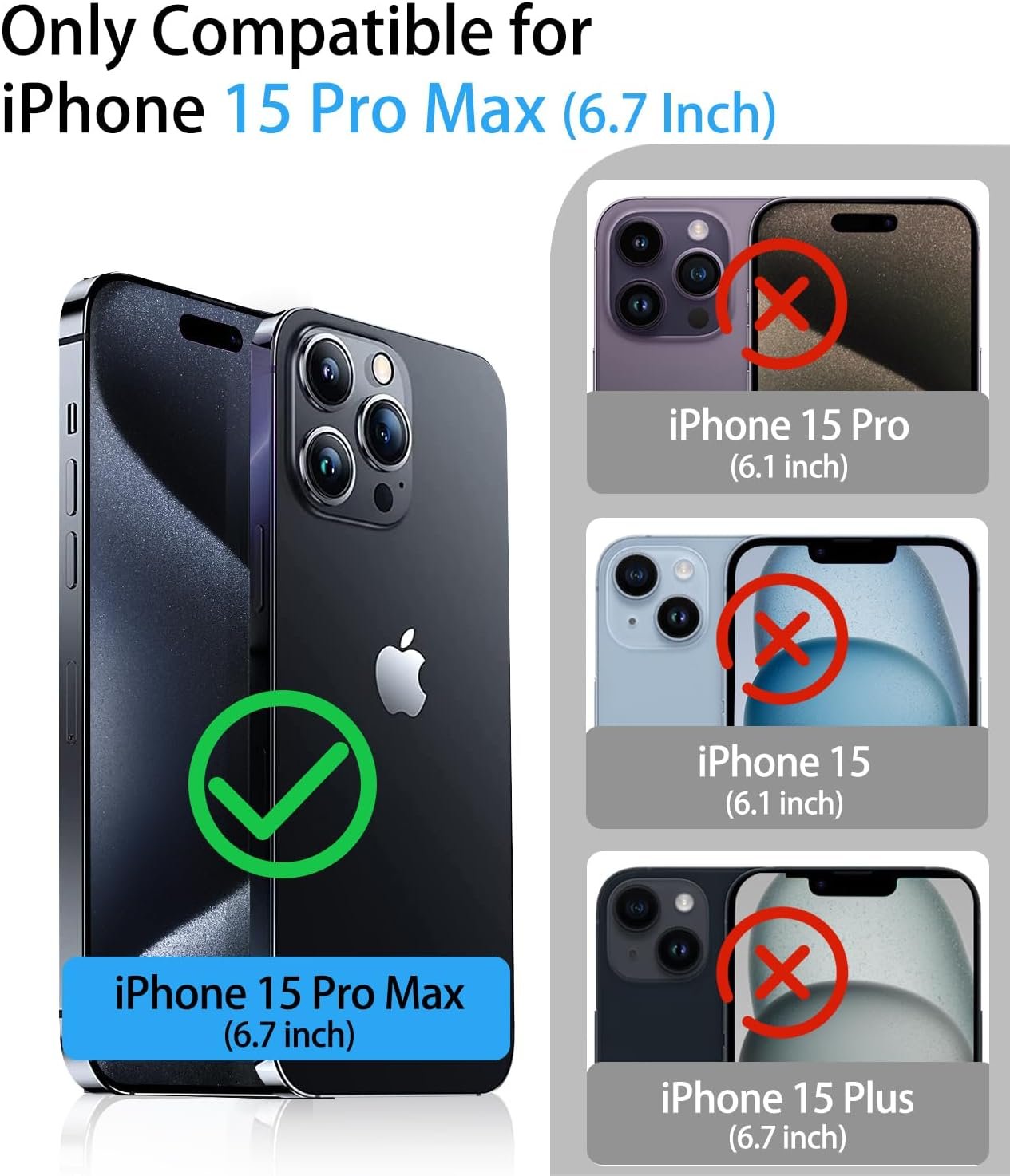 Wallet Case for iPhone 15 Pro Max, Phone Case Bulit-in Credit Card Holder (Storage 4 Cards) & Slide Camera Lens Cover, Durable Shockproof Rugged Wallet Case for iPhone 15 Pro Max- 2023, Blue - Image 3