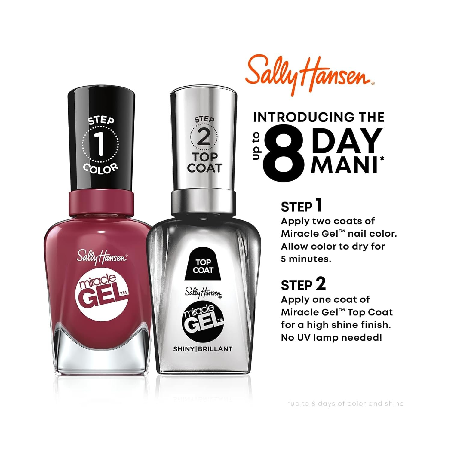 Sally Hansen Miracle Gel™, Rain-Glow, Long Lasting, Gel-Like Formula, No UV Lamp Needed, Pink Nail Polish - Image 6