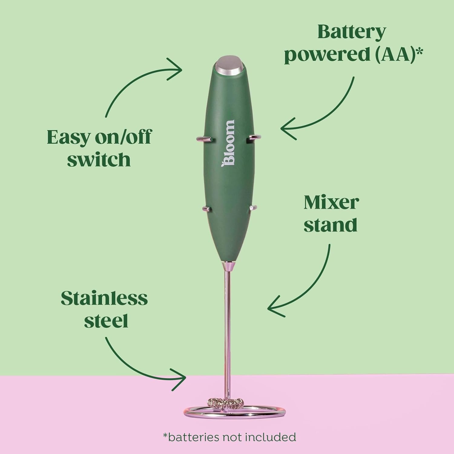 Bloom Nutrition Superfood Greens Powder, Digestive Enzymes with Probiotics and Prebiotics, Gut Health, Bloating Relief, Citrus + Milk Frother High Powered Hand Mixer - Image 7