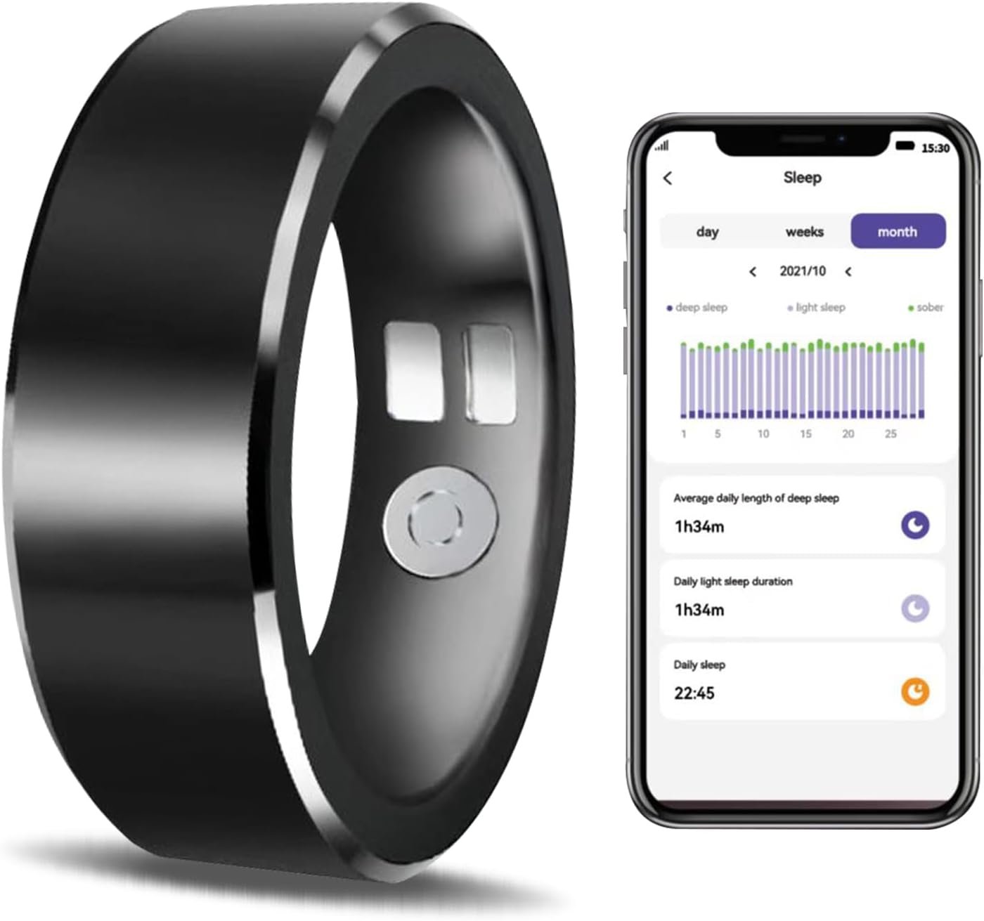 Smart Ring for Men Women,Smart Ring Health Tracker,Health Ring for Sleep Tracking Heart Rate Blood Oxygen/Pressure,Waterproof Outdoor Activity & Fitness Tracker Ring - Image 2