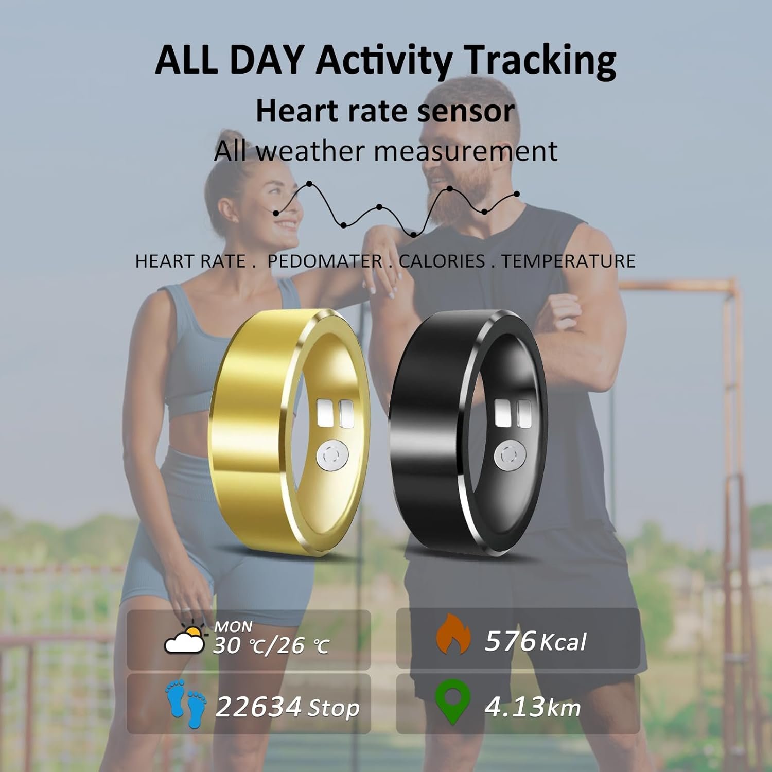 Smart Ring for Men Women,Smart Ring Health Tracker,Health Ring for Sleep Tracking Heart Rate Blood Oxygen/Pressure,Waterproof Outdoor Activity & Fitness Tracker Ring - Image 5