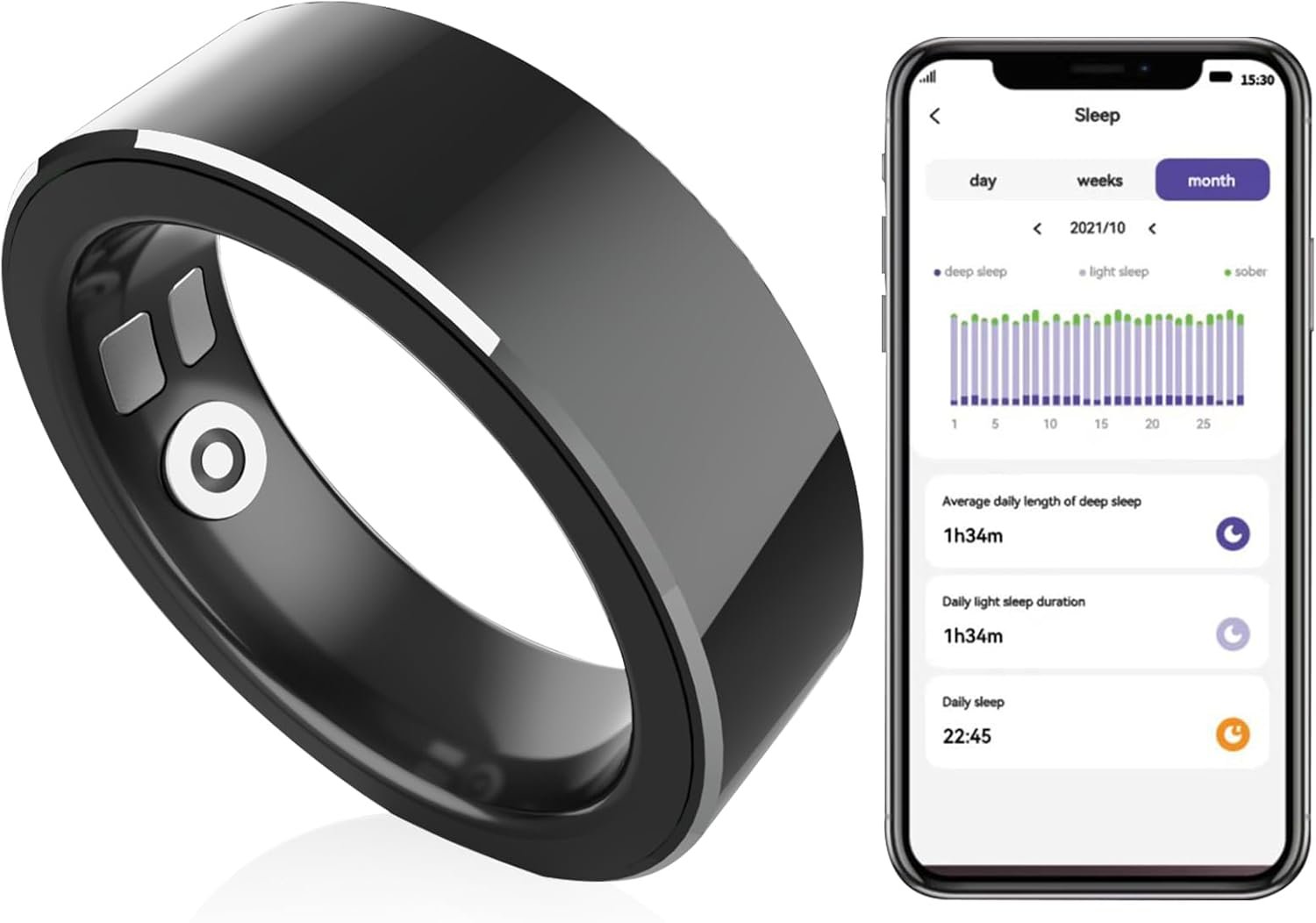 Smart Ring for Men Women,Smart Ring Health Tracker,Health Ring for Sleep Tracking Heart Rate Blood Oxygen/Pressure,Waterproof Outdoor Activity & Fitness Tracker Ring - Image 9