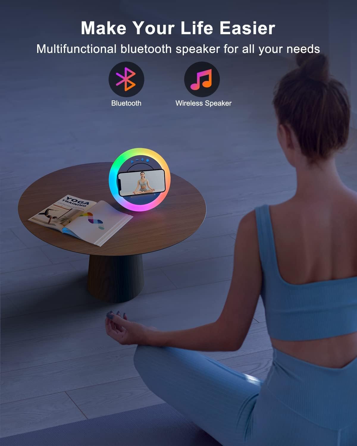 Bluetooth Speaker with Lights, Wireless Charging Speaker, Best Birthday Gift Ideas Teenage,Applicable for Bedroom/Teen Girl Gifts/Please use The Original Adapter(5W Wireless Charging) - Image 6