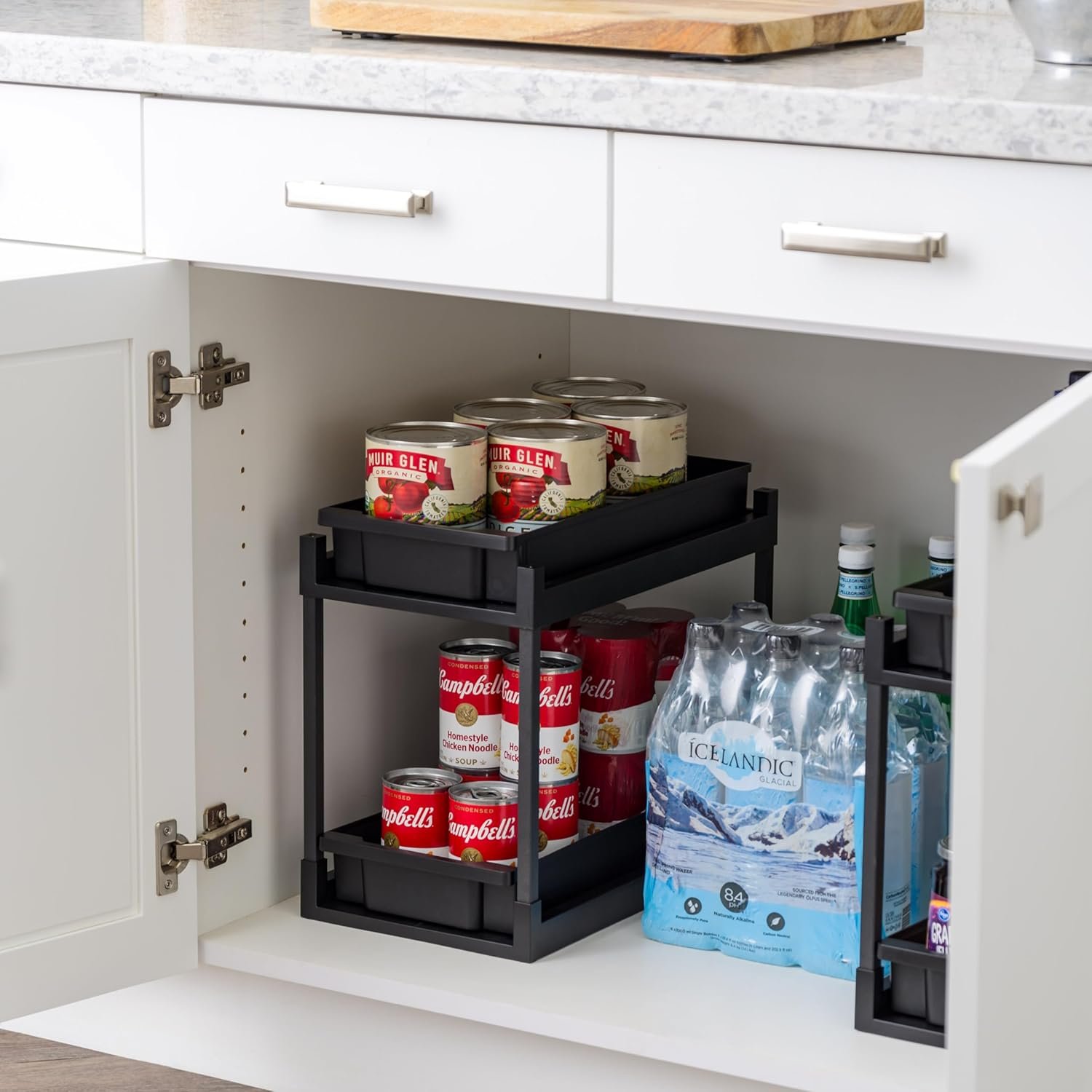 IRIS USA 2-Tier Under Sink Organizer, Storage with Sliding Drawers - Versatile Solution for Office, Kitchen or Bathroom - Black - Image 4