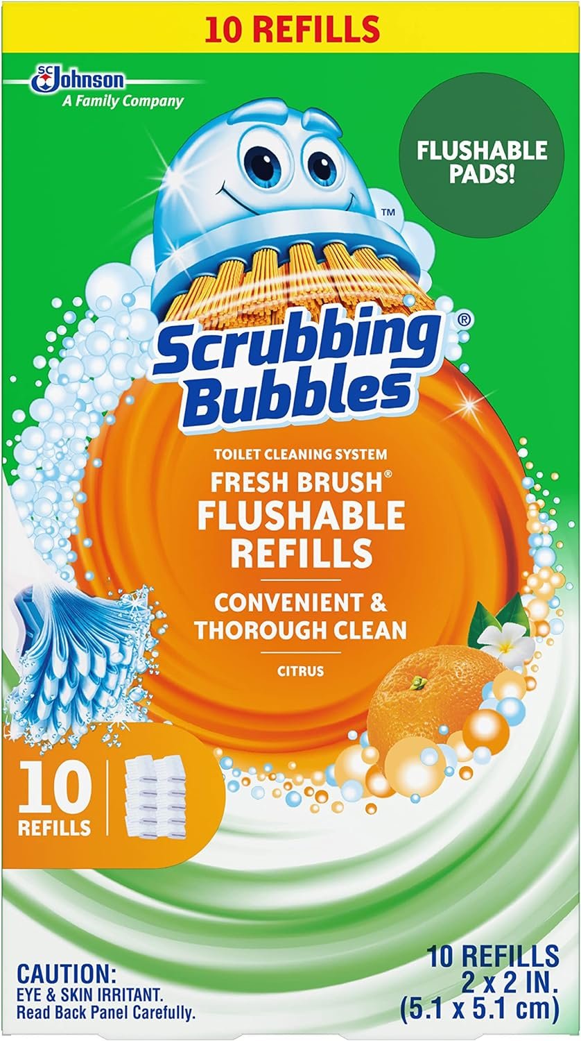 Scrubbing Bubbles Fresh Brush Flushable Refill Pads for Toilet Cleaning System, Citrus Action Scent, Toilet & Toilet Bowl Cleaner, 10 CT Refill Pads/Pack (Pack of 1) - Image 2
