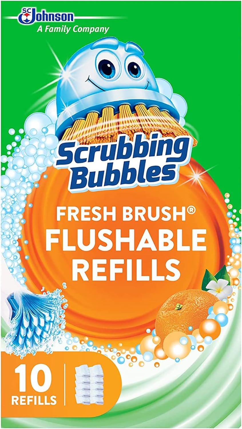 Scrubbing Bubbles Fresh Brush Flushable Refill Pads for Toilet Cleaning System, Citrus Action Scent, Toilet & Toilet Bowl Cleaner, 10 CT Refill Pads/Pack (Pack of 1) - Image 3
