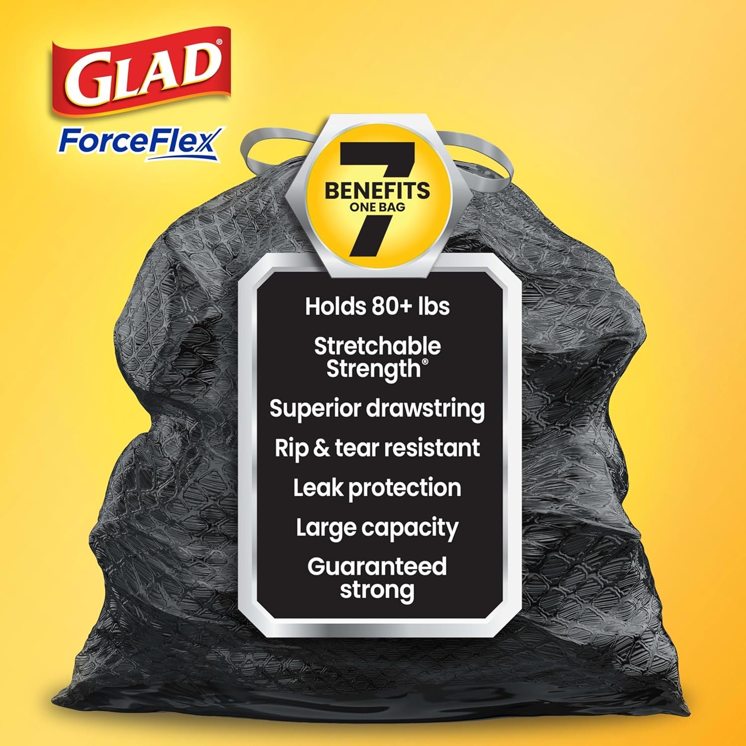 Glad Trash Bags, ForceFlex Drawstring Large Garbage Bags, 30 Gal, Pine-Sol Original Scent, 25 Ct, Pack May Vary - Image 3