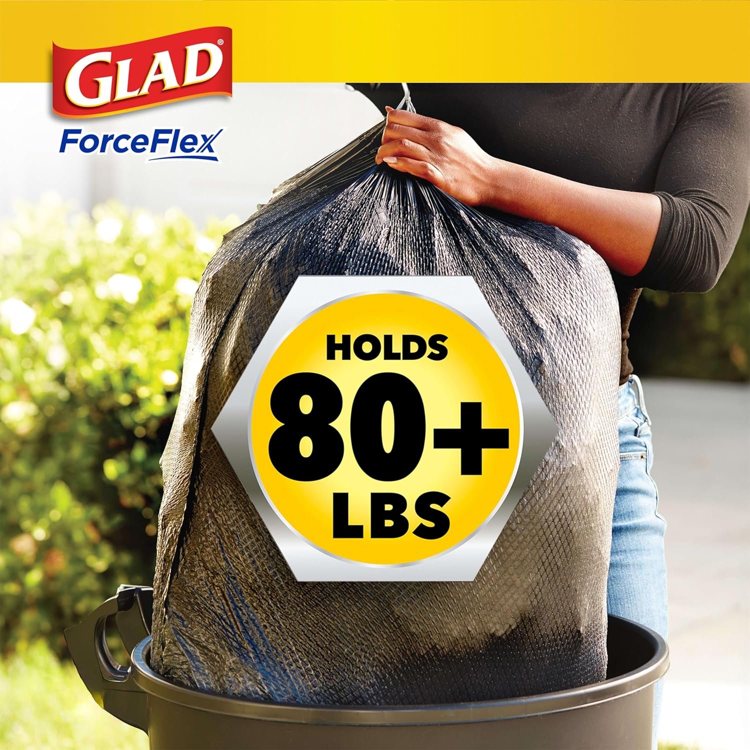 Glad Trash Bags, ForceFlex Drawstring Large Garbage Bags, 30 Gal, Pine-Sol Original Scent, 25 Ct, Pack May Vary - Image 8